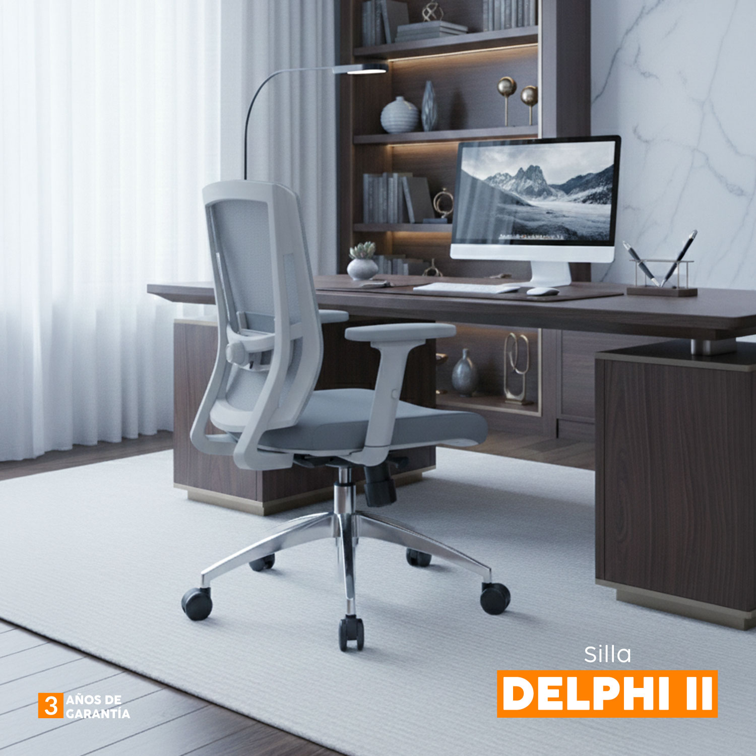 SILLA DE ESCRITORIO DELPHI II GRIS BONNO - 8