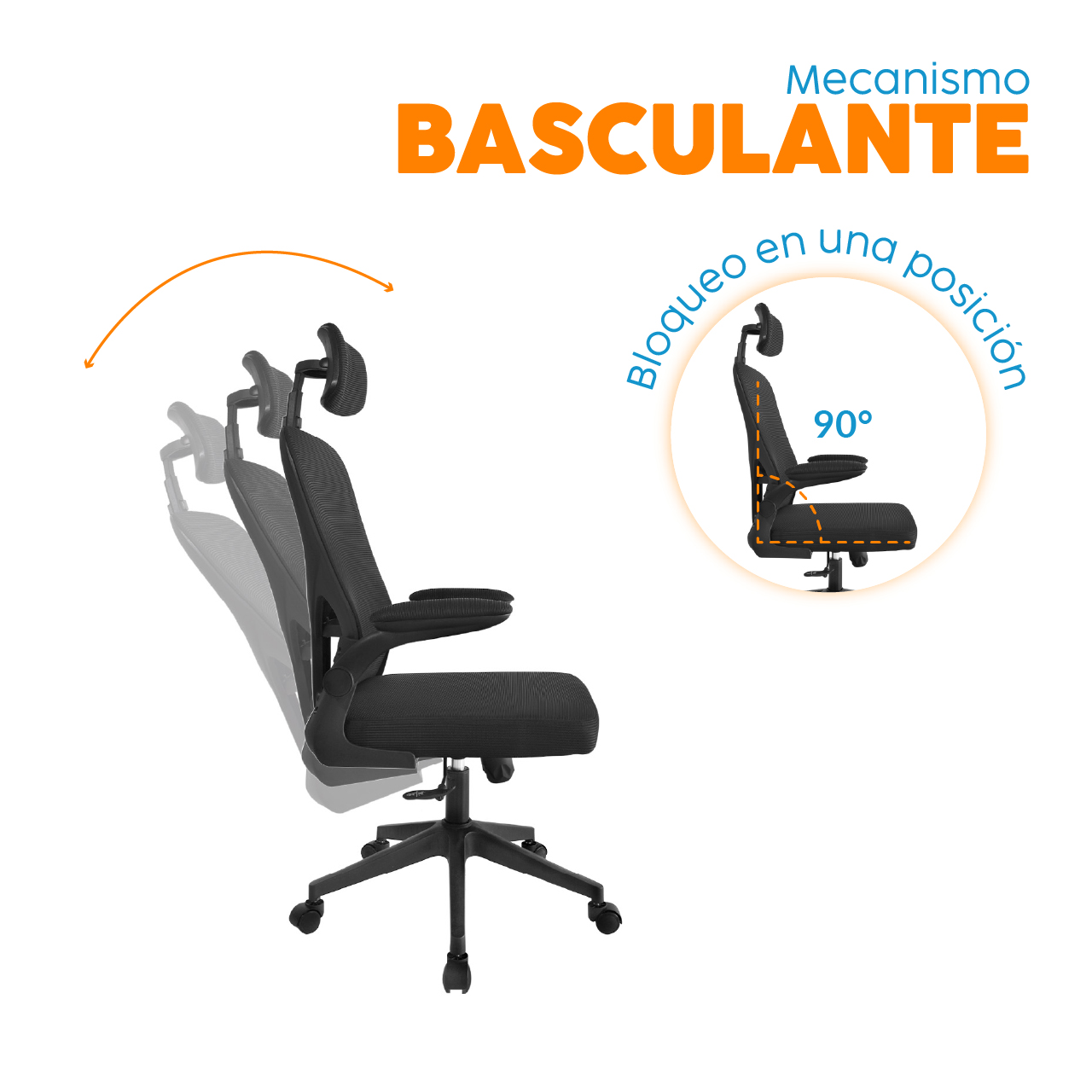 SILLA DE ESCRITORIO GIRATORIA CON CABECERO ZAD NEGRO BONNO - 2