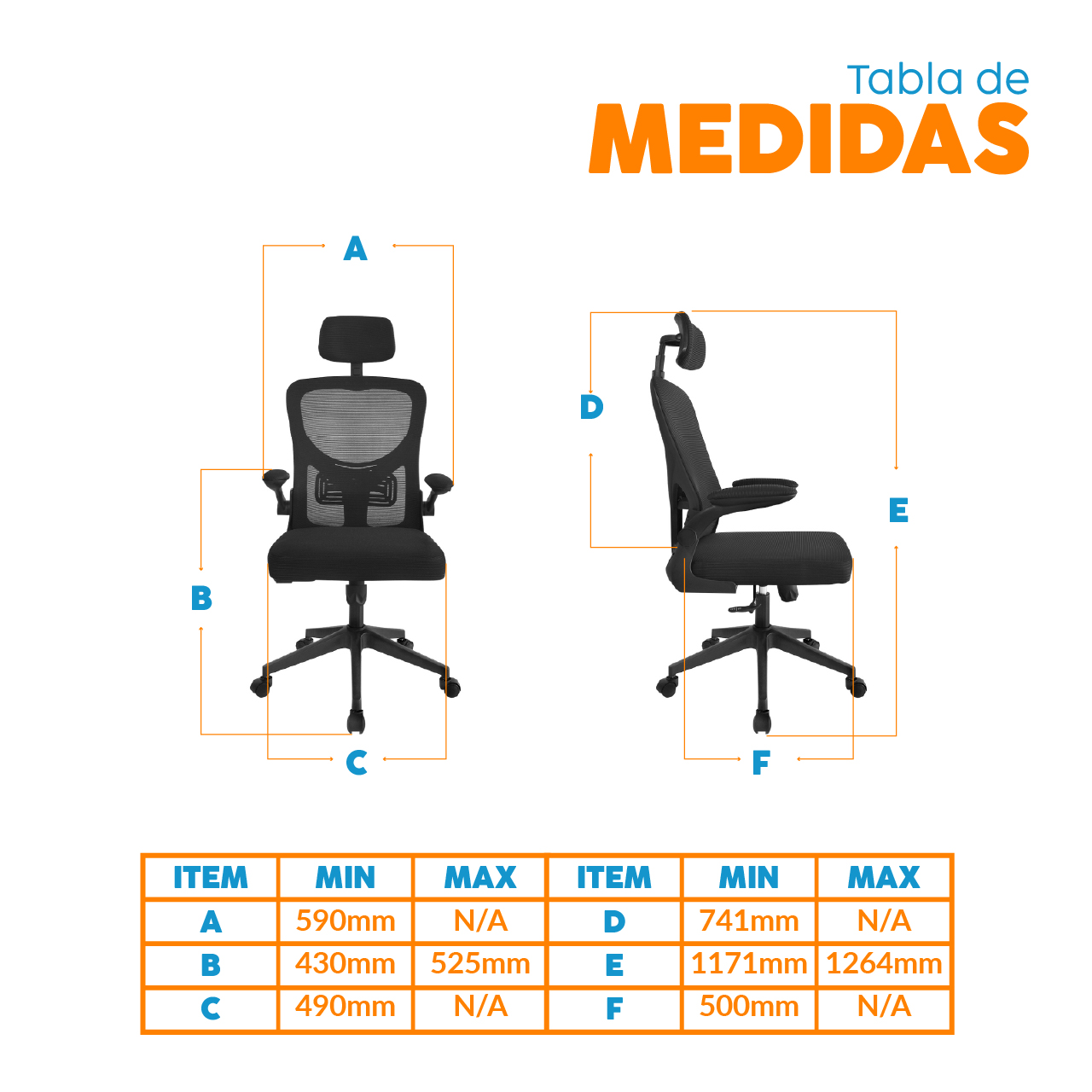 SILLA DE ESCRITORIO GIRATORIA CON CABECERO ZAD NEGRO BONNO - 5