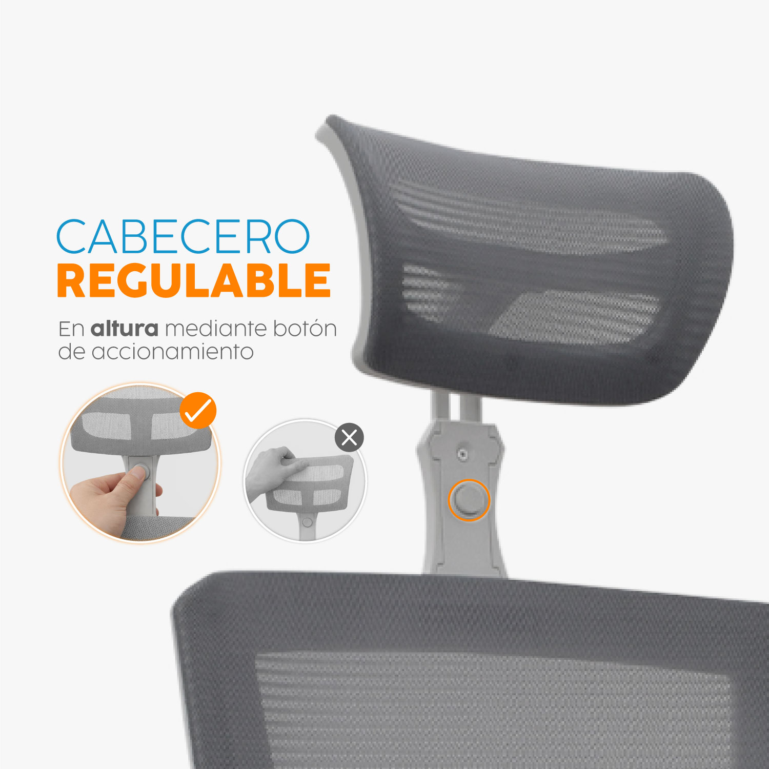 SILLA DE ESCRITORIO CON CABECERO DELPHI II GRIS BONNO - 6