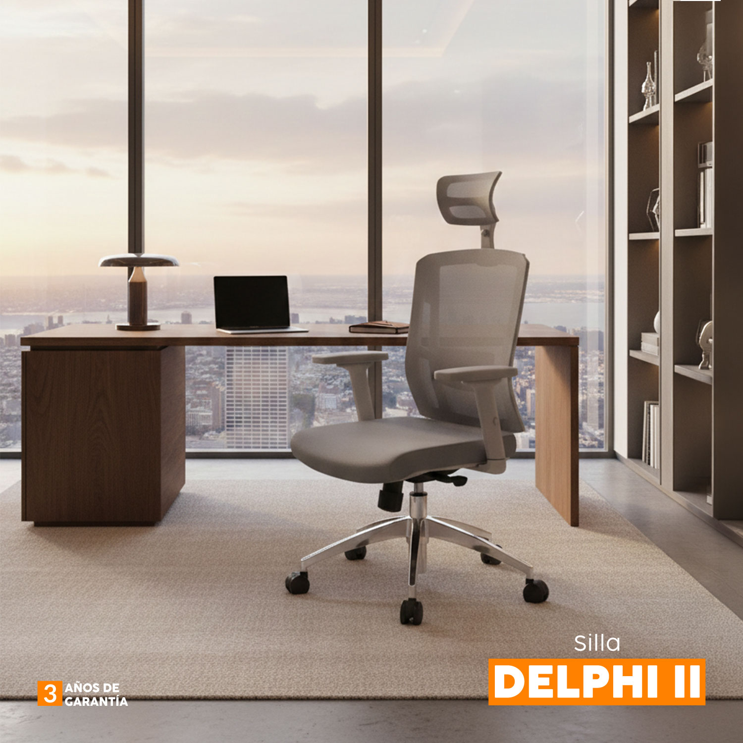SILLA DE ESCRITORIO CON CABECERO DELPHI II GRIS BONNO - 9