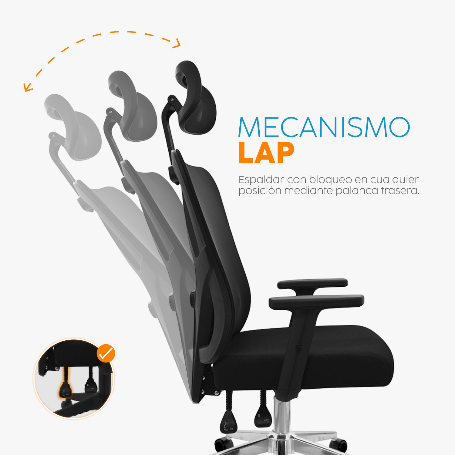SILLA DE OFICINA GIRATORIA CON CABECERO BENFOR NEGRO BONNO - 7