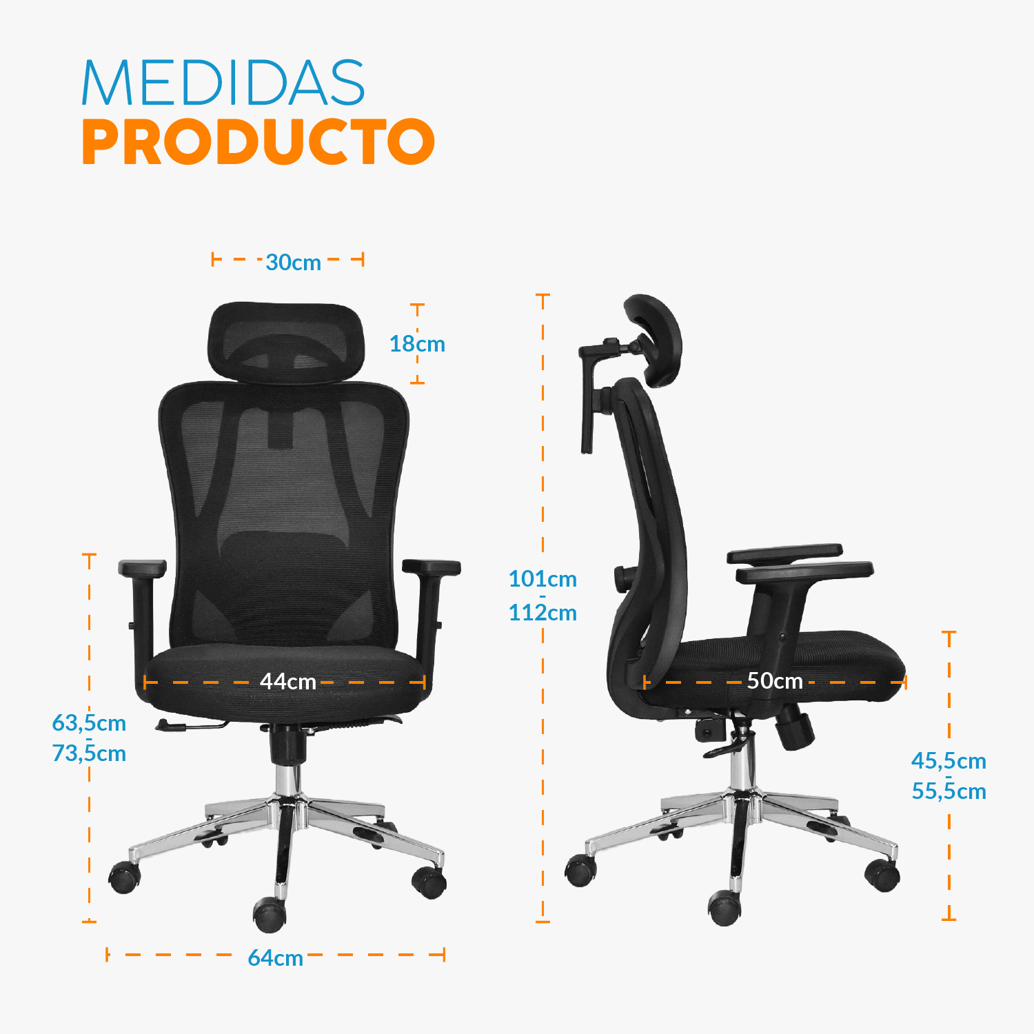 SILLA DE OFICINA GIRATORIA CON CABECERO FRONX NEGRO BONNO - 8