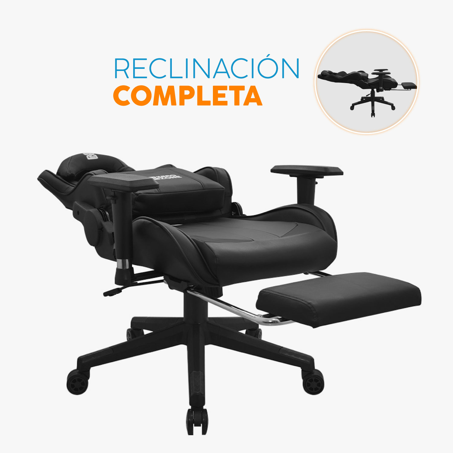 SILLA GAMER TITAN CON REPOSAPIÉS  NEGRO BONNO - 7