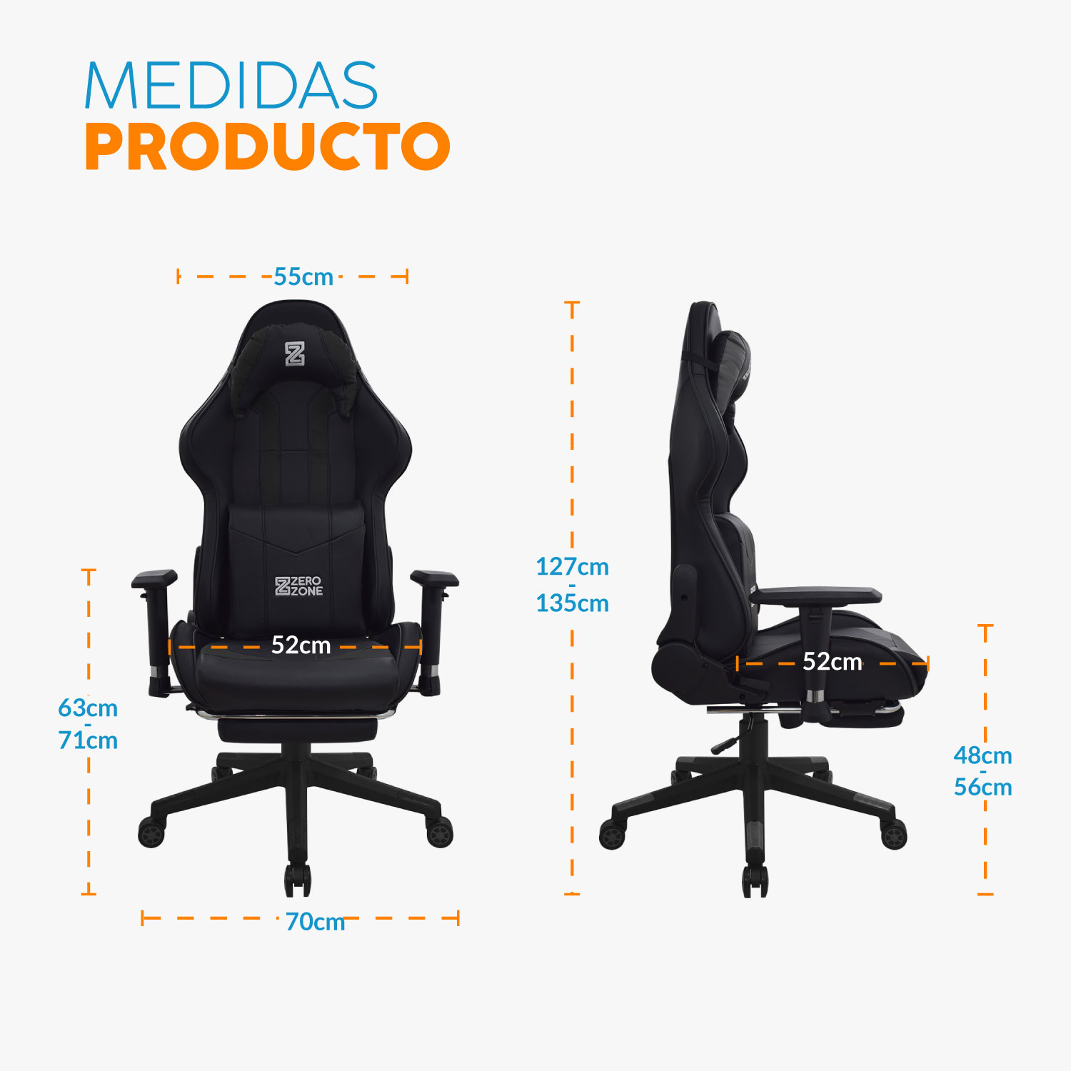 SILLA GAMER TITAN CON REPOSAPIÉS  NEGRO BONNO - 8