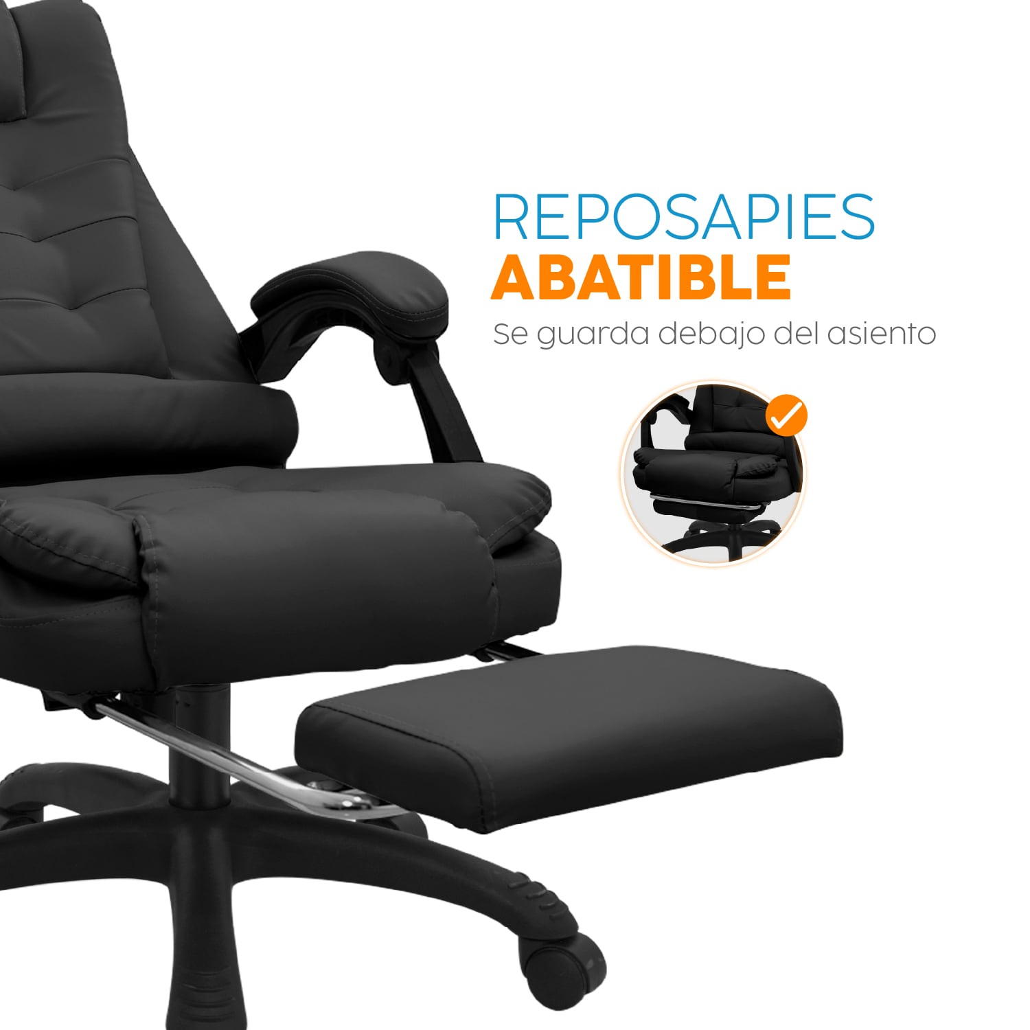 SILLA DE OFICINA RUHIG CON REPOSAPIÉS NEGRO BONNO - 4