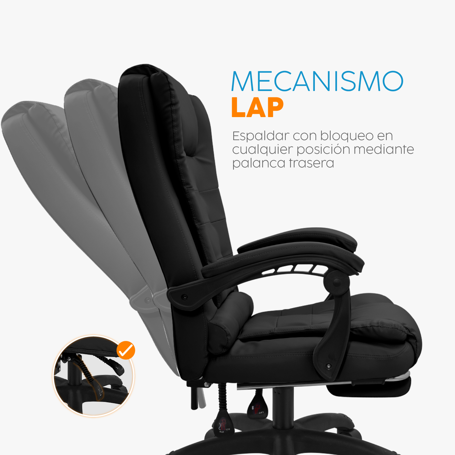 SILLA DE OFICINA RUHIG CON REPOSAPIÉS NEGRO BONNO - 5