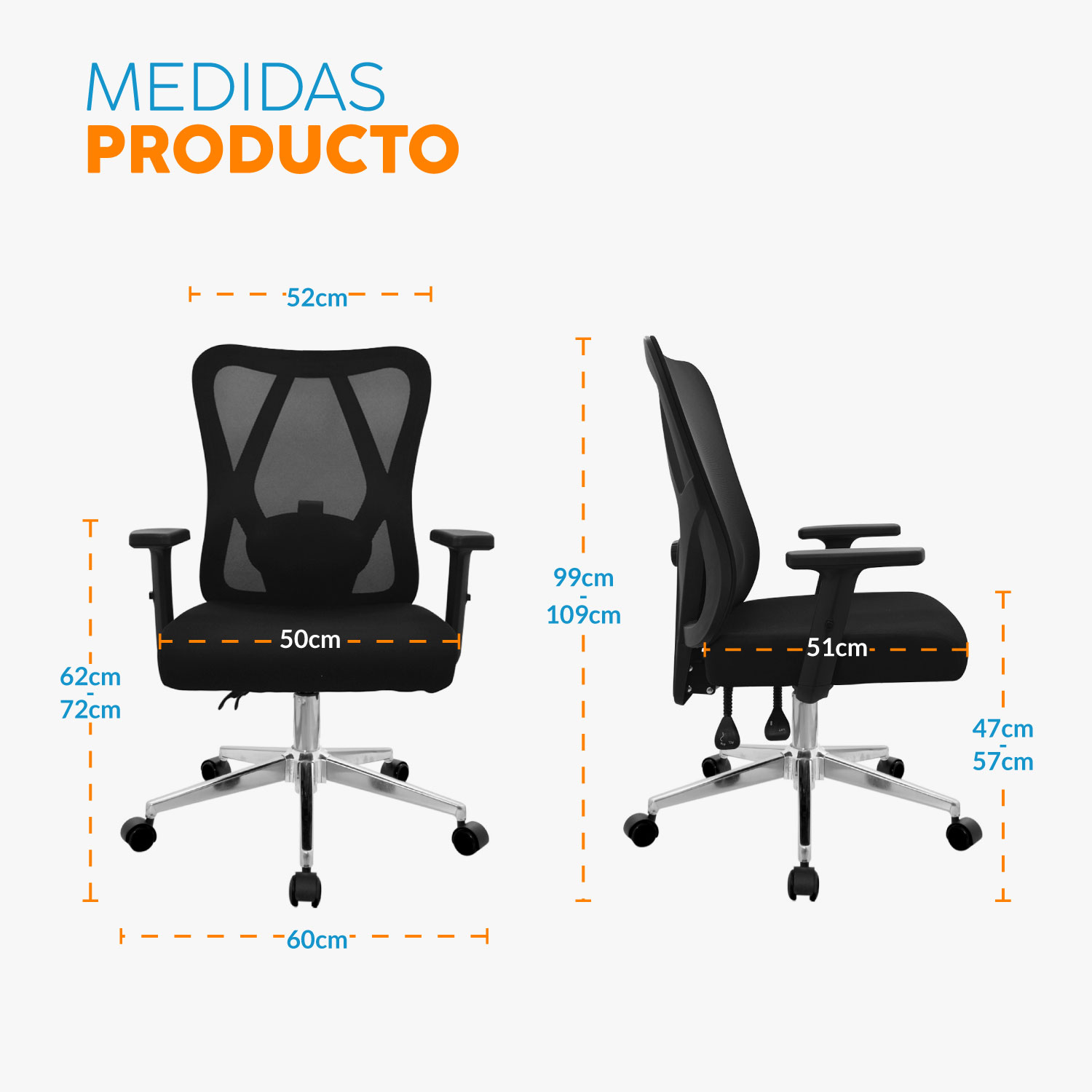SILLA DE OFICINA GIRATORIA BENFOR NEGRO BONNO - 6