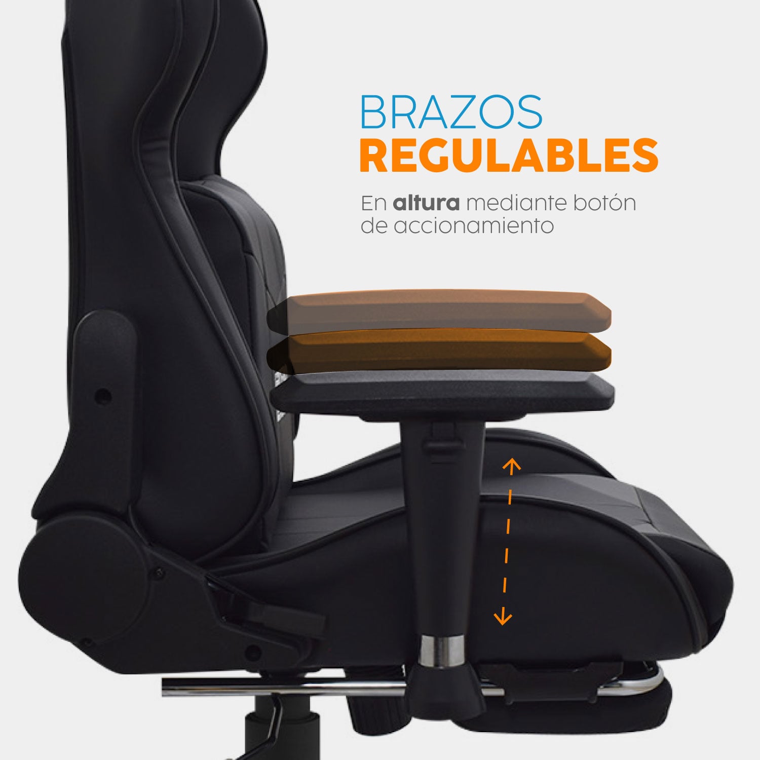 SILLA GAMER TITAN CON REPOSAPIÉS NEGRO/GRIS BONNO - 4