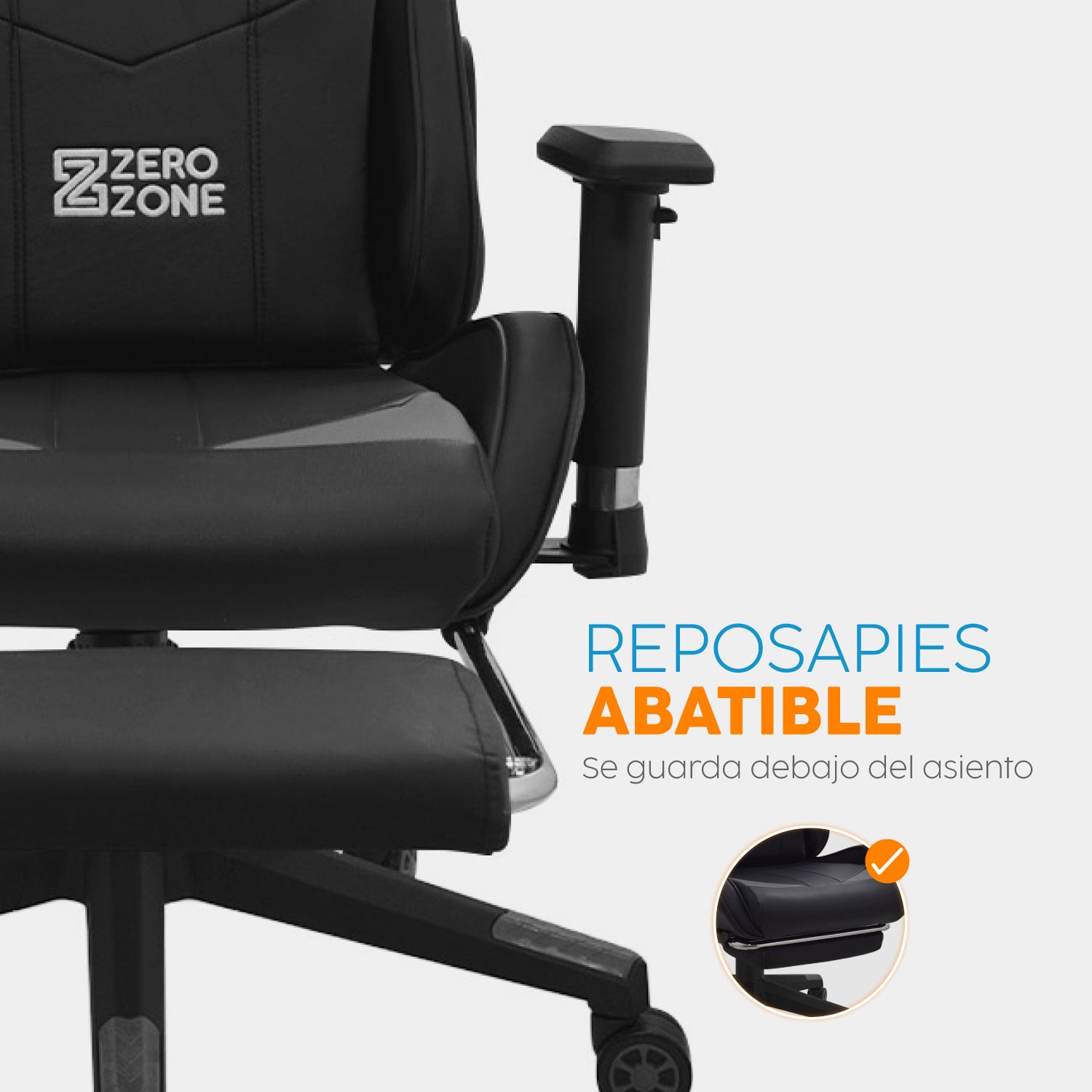 SILLA GAMER TITAN CON REPOSAPIÉS NEGRO/GRIS BONNO - 5