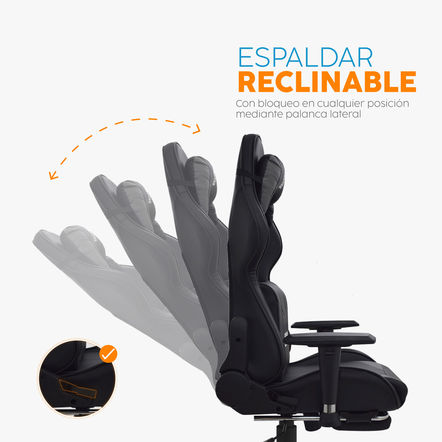 SILLA GAMER TITAN CON REPOSAPIÉS NEGRO/GRIS BONNO - 7