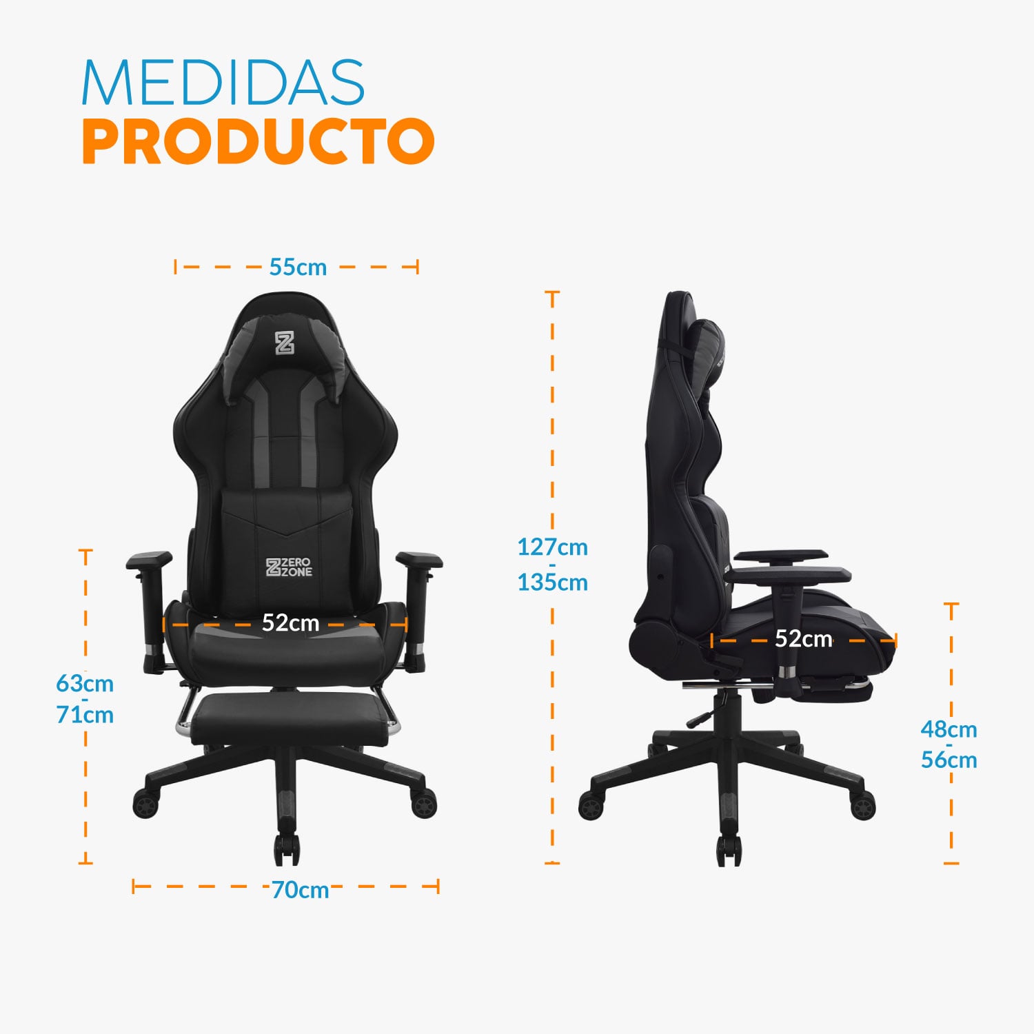 SILLA GAMER TITAN CON REPOSAPIÉS NEGRO/GRIS BONNO - 8