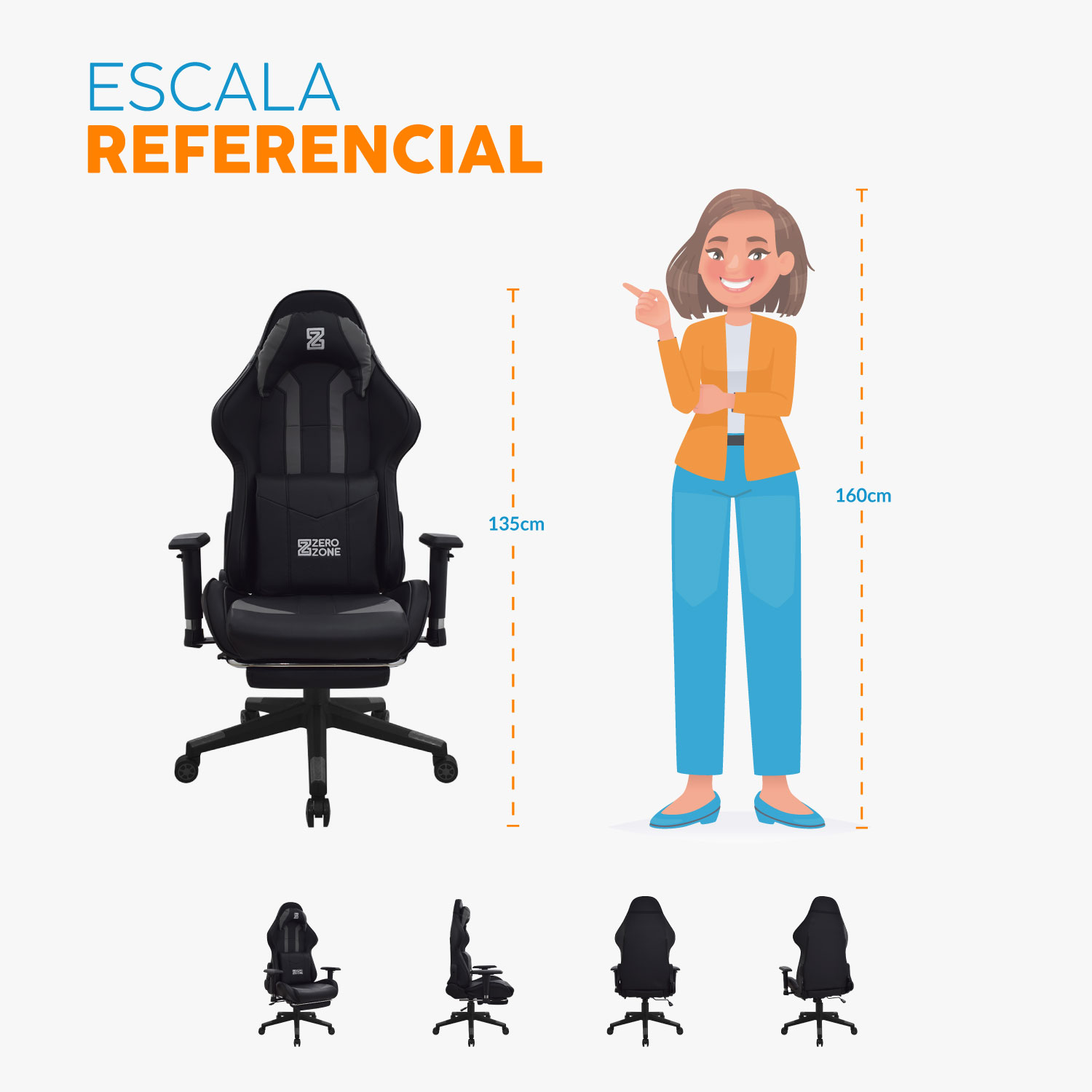SILLA GAMER TITAN CON REPOSAPIÉS NEGRO/GRIS BONNO - 9
