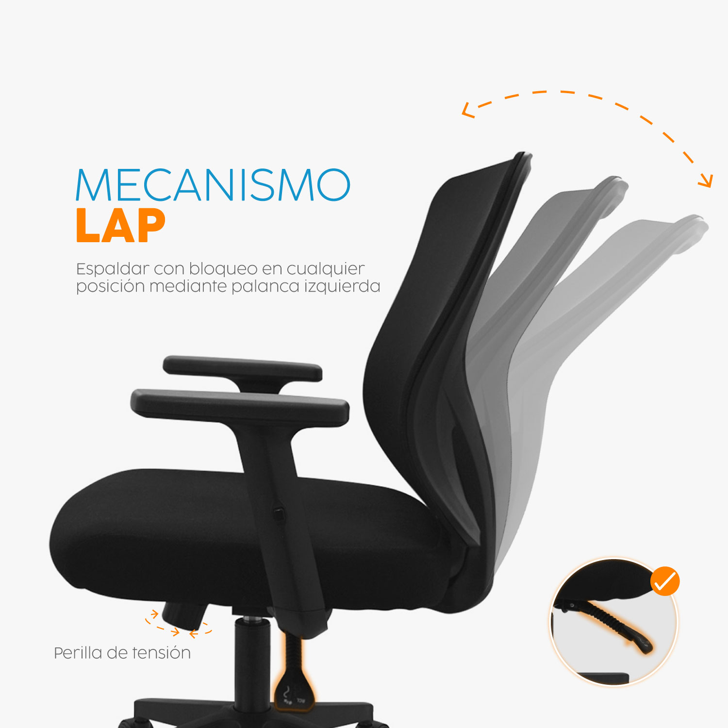 SILLA DE OFICINA GIRATORIA MILES NEGRO BONNO - 3