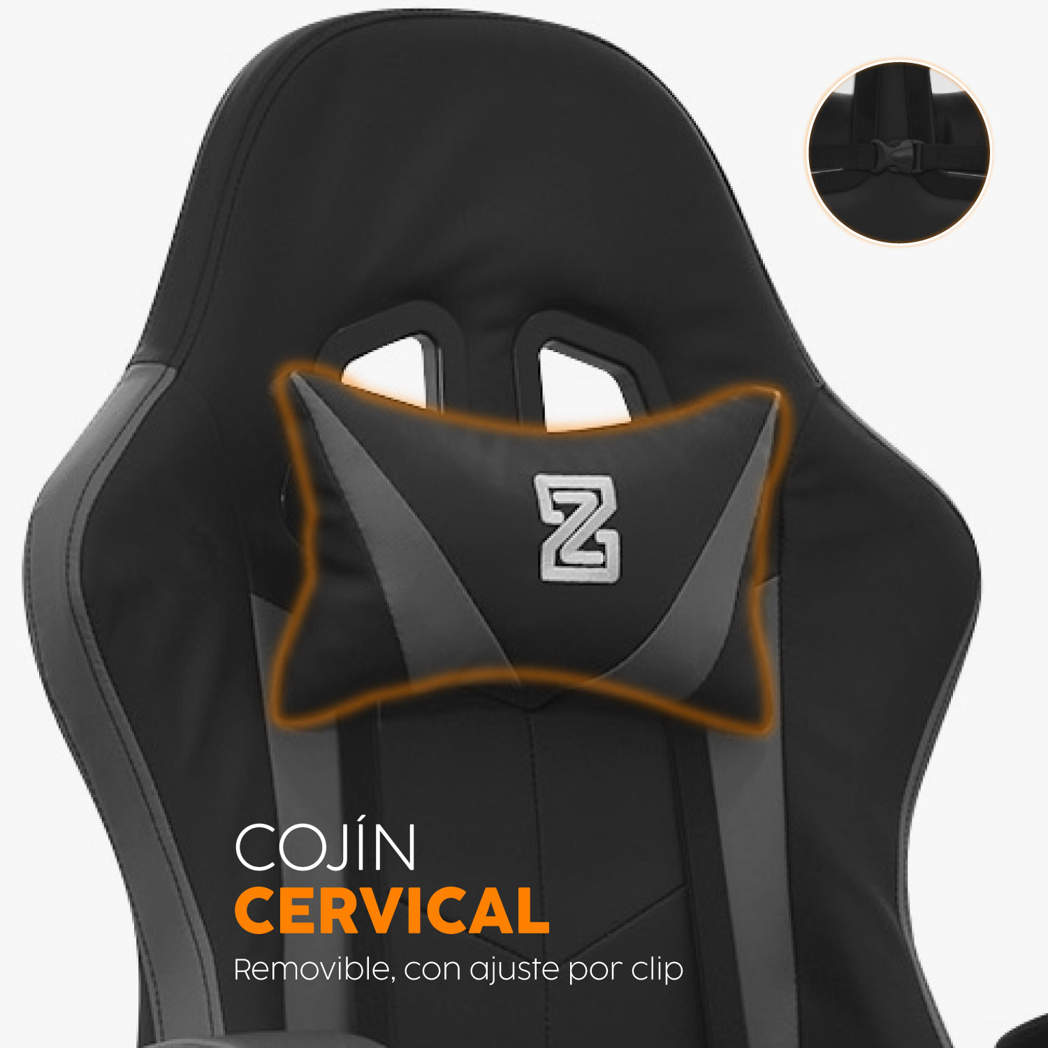 SILLA GAMER PLAY CON REPOSAPIÉS NEGRO/GRIS BONNO - 2
