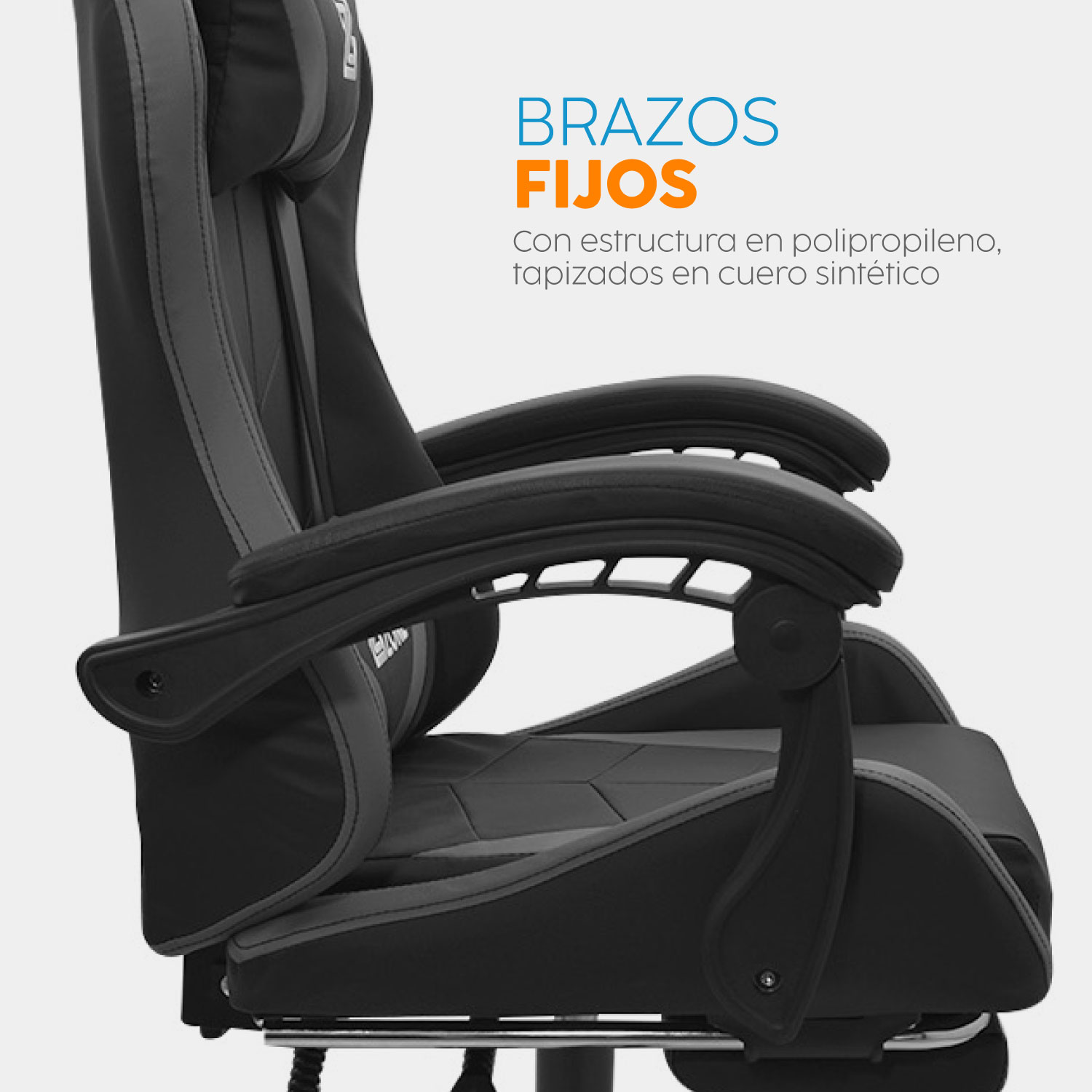 SILLA GAMER PLAY CON REPOSAPIÉS NEGRO/GRIS BONNO - 4