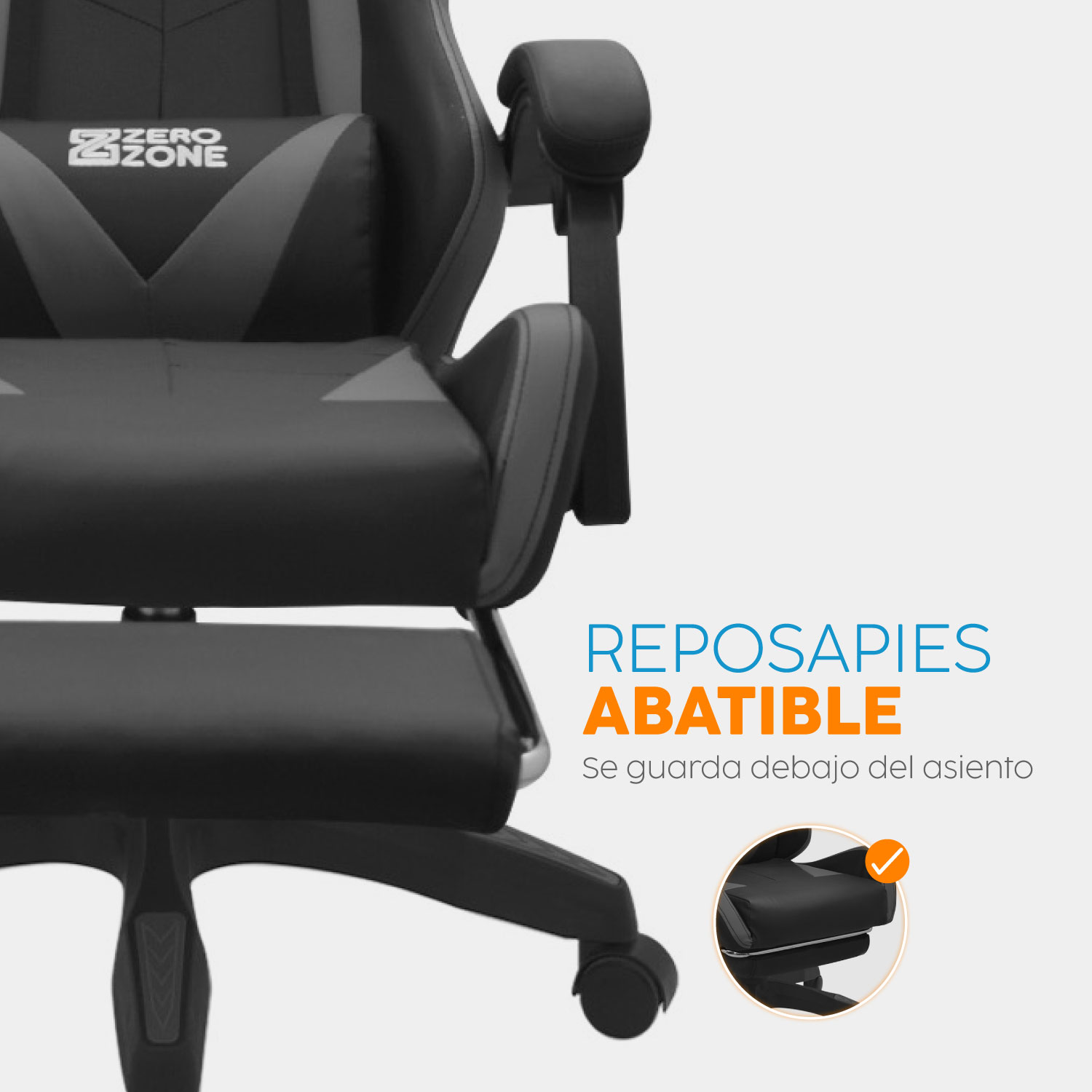 SILLA GAMER PLAY CON REPOSAPIÉS NEGRO/GRIS BONNO - 5