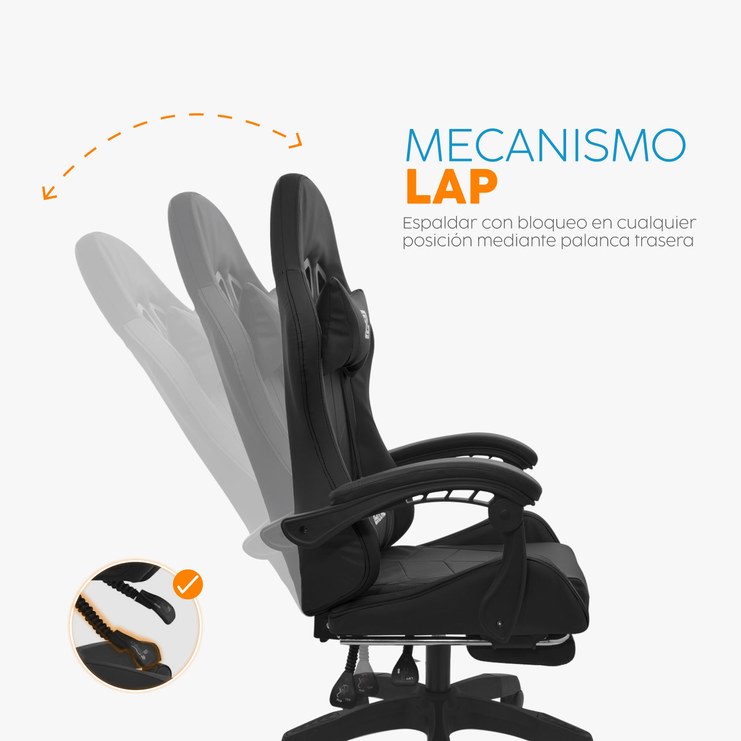 SILLA GAMER PLAY CON REPOSAPIÉS NEGRO BONNO - 6