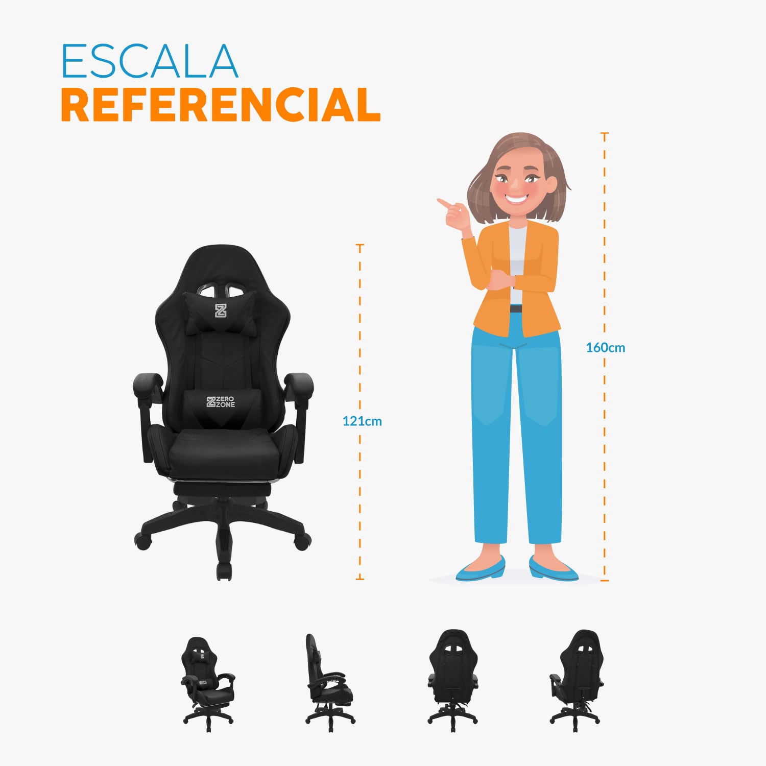 SILLA GAMER PLAY CON REPOSAPIÉS NEGRO BONNO - 8