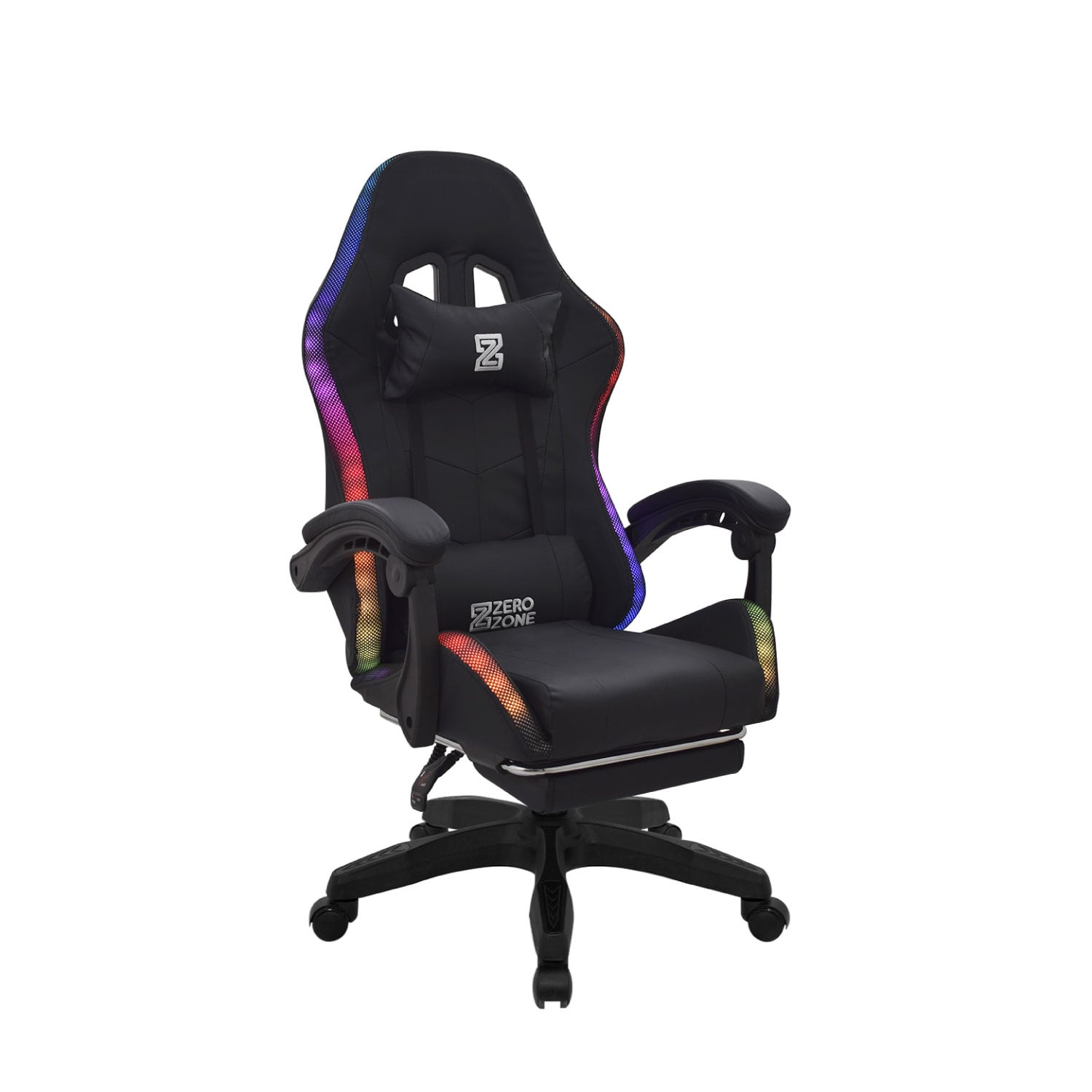 SILLA GAMER PLAY CON REPOSAPIÉS Y LUCES RGB NEGRO BONNO - 1