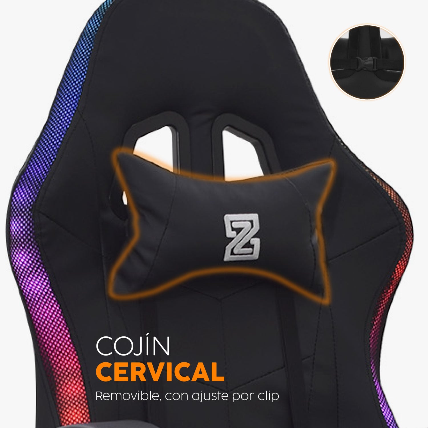 SILLA GAMER PLAY CON REPOSAPIÉS Y LUCES RGB NEGRO BONNO - 2