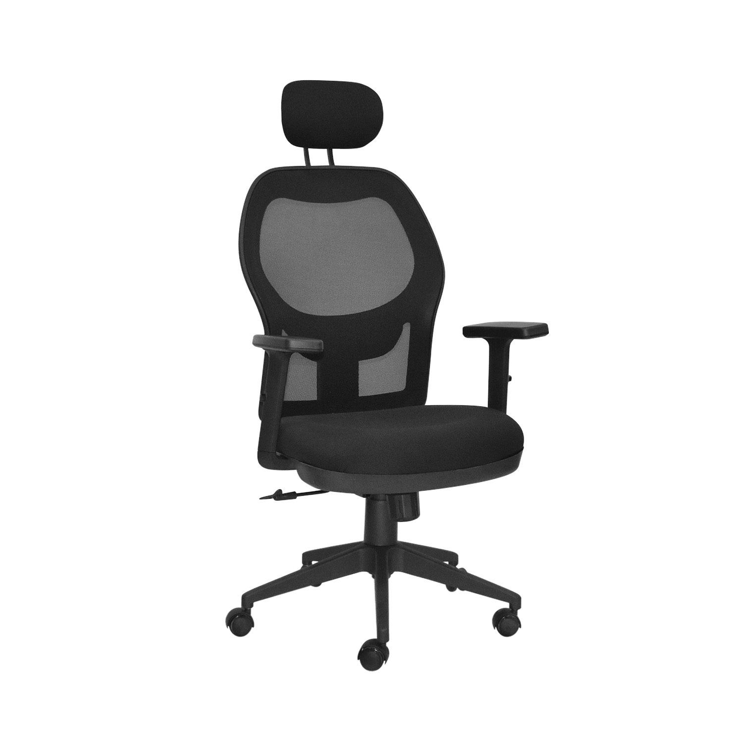 SILLA DE OFICINA GIRATORIA CON CABECERO DAKOTA NEGRO BONNO - 1