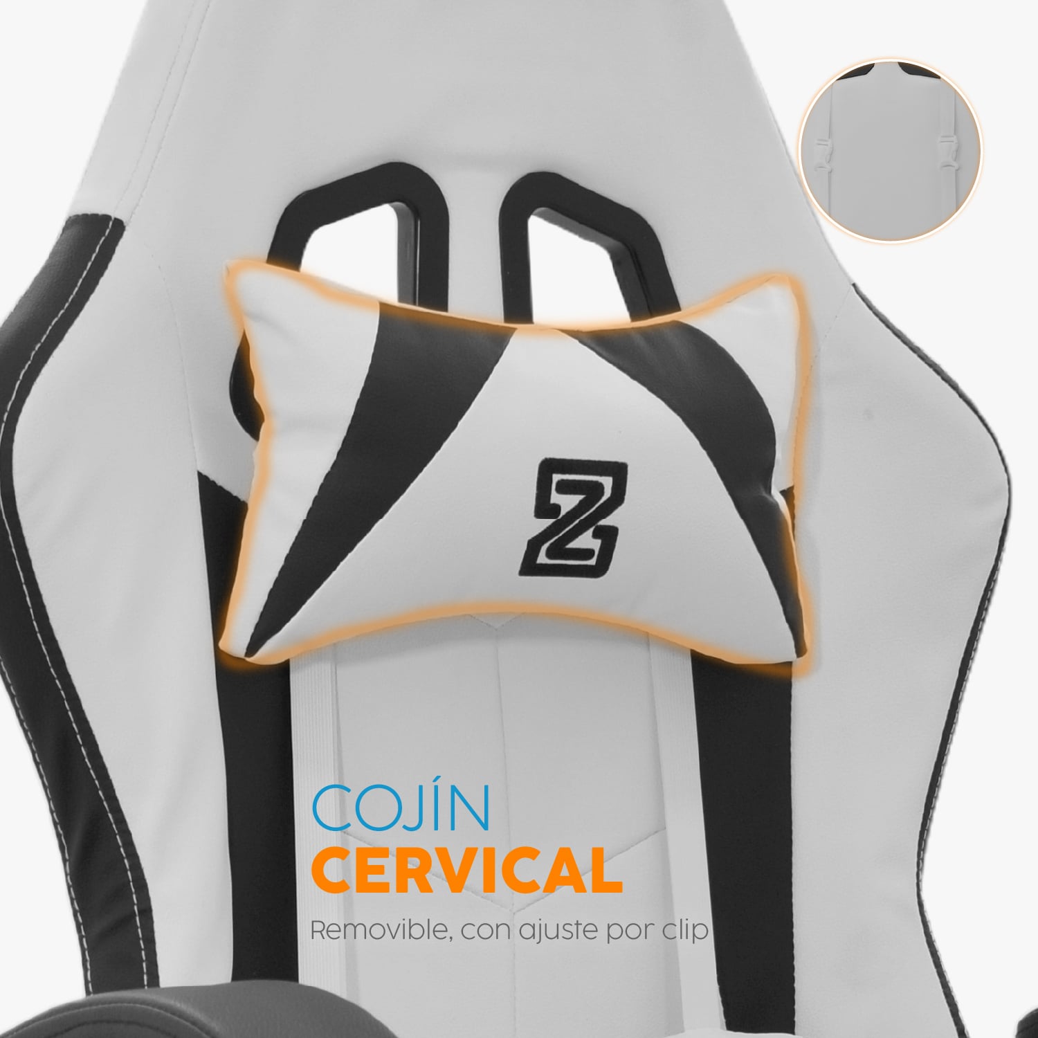 SILLA GAMER PLAY CON REPOSAPIÉS BLANCO/NEGRO BONNO - 2