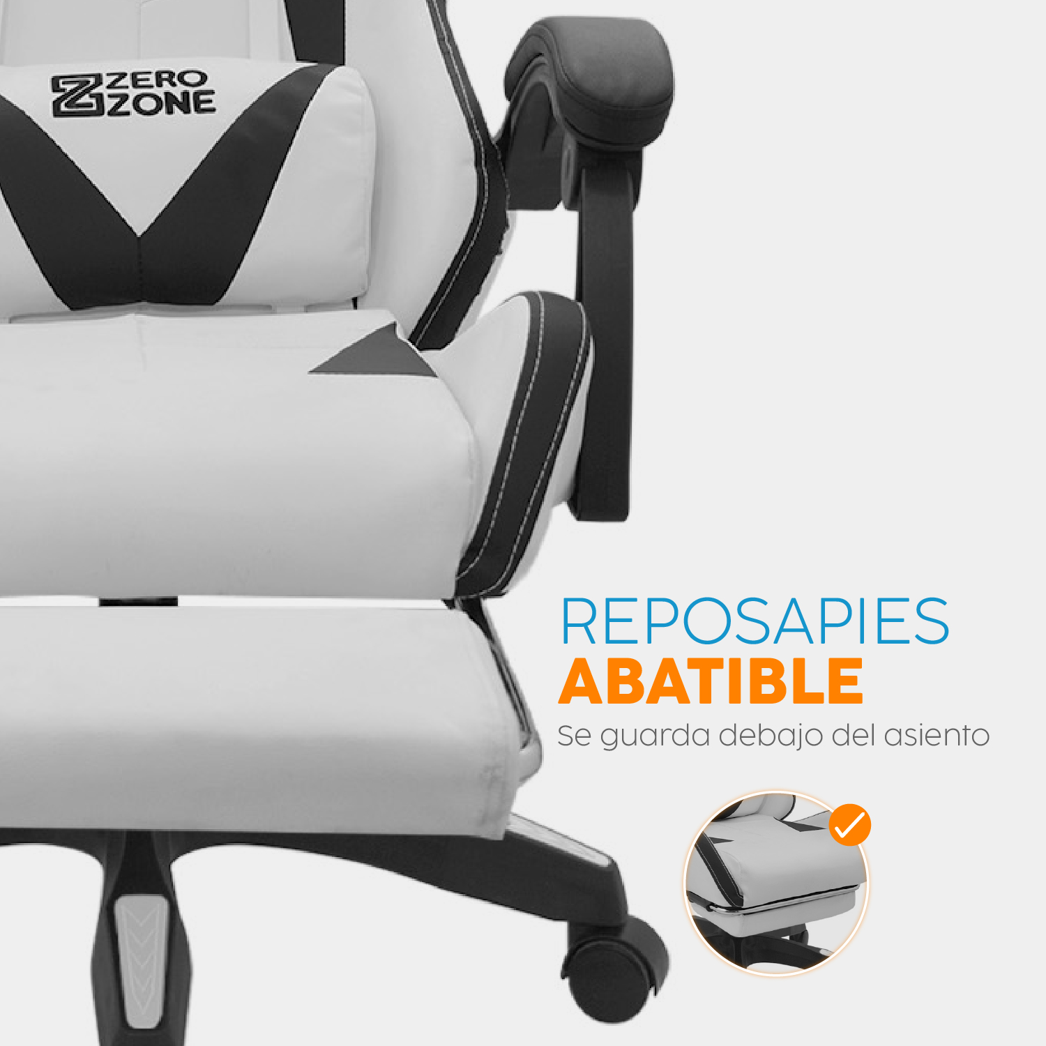 SILLA GAMER PLAY CON REPOSAPIÉS BLANCO/NEGRO BONNO - 3