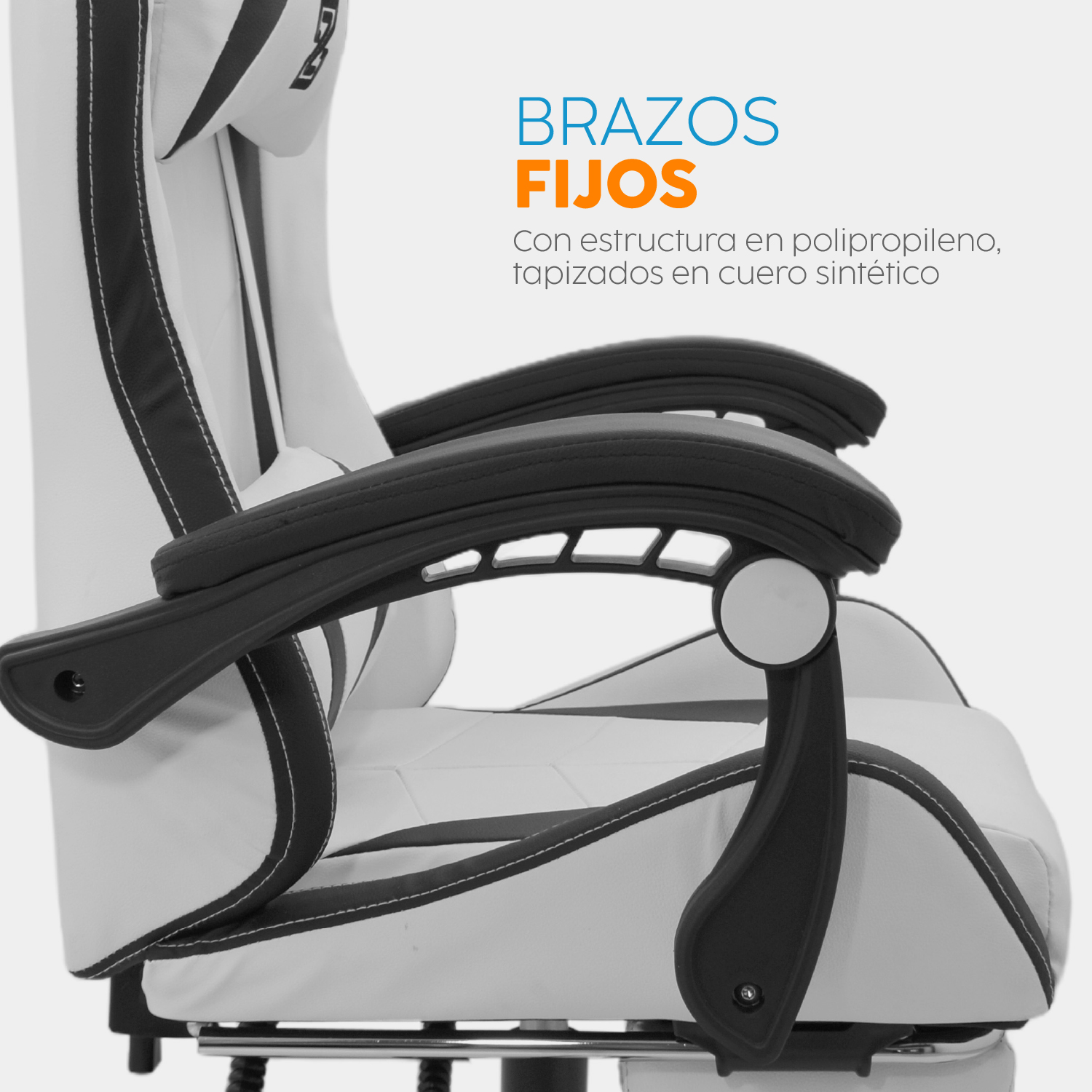 SILLA GAMER PLAY CON REPOSAPIÉS BLANCO/NEGRO BONNO - 5