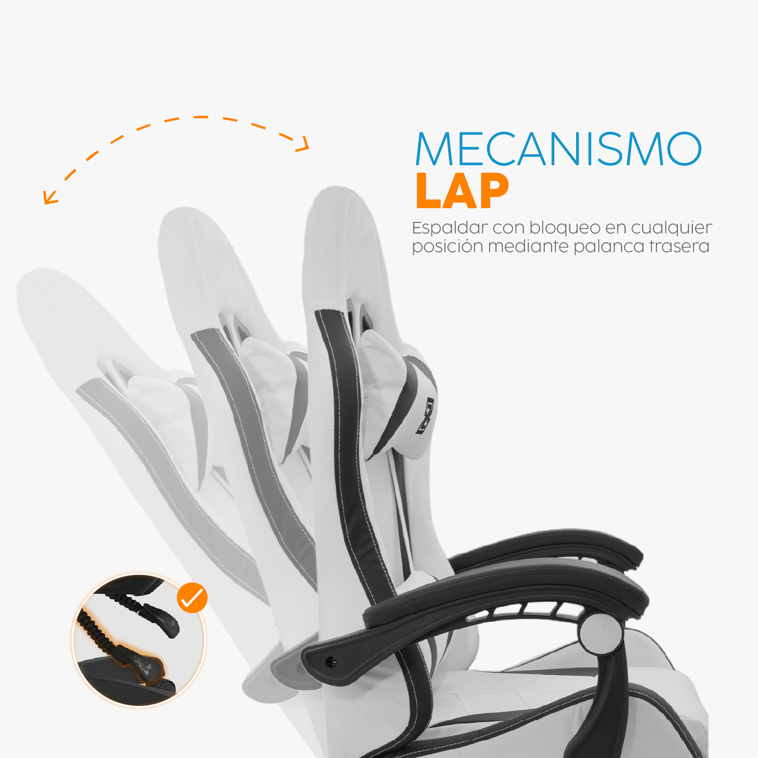 SILLA GAMER PLAY CON REPOSAPIÉS BLANCO/NEGRO BONNO - 6