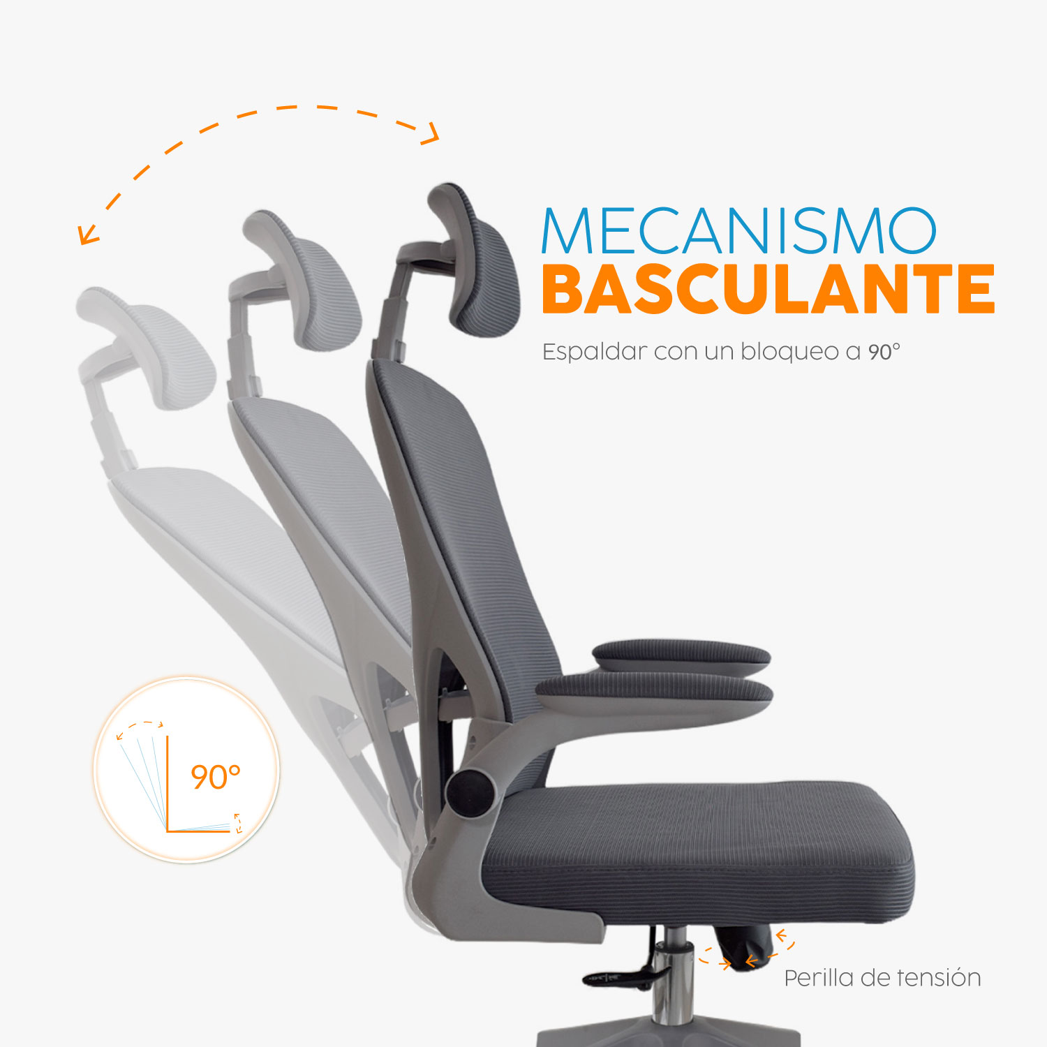SILLA DE ESCRITORIO CON CABECERO ZAD CS GRIS BONNO - 6
