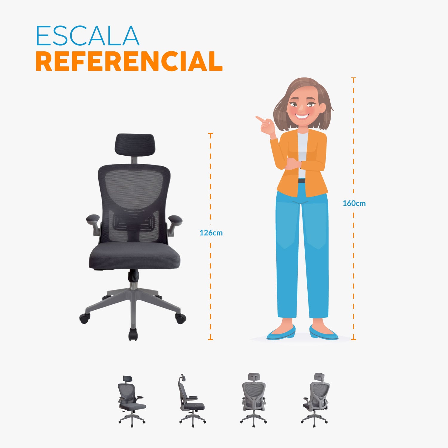 SILLA DE ESCRITORIO CON CABECERO ZAD CS GRIS BONNO - 8
