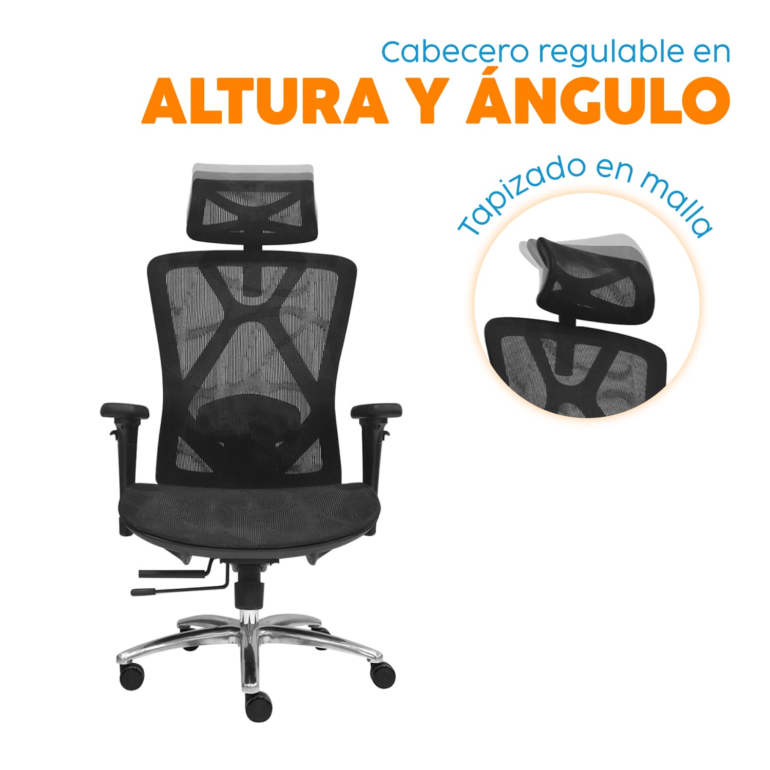 SILLA DE ESCRITORIO CON CABECERO LEVI II NEGRO BONNO - 2