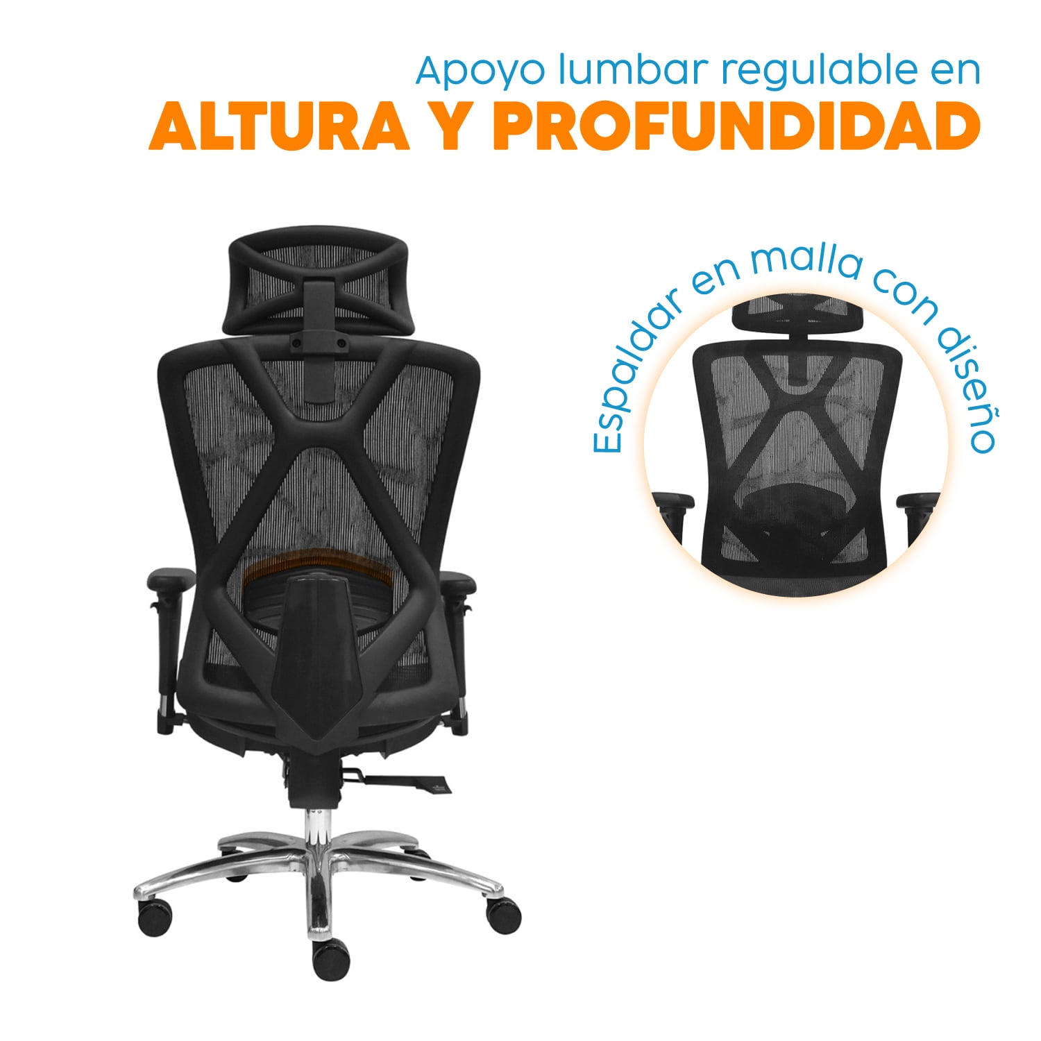 SILLA DE ESCRITORIO CON CABECERO LEVI II NEGRO BONNO - 3