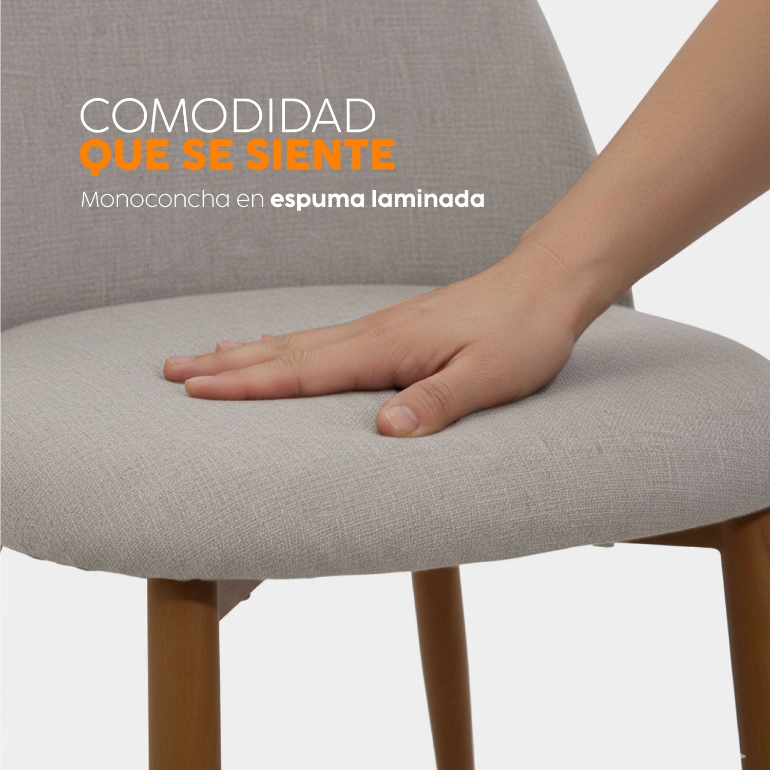 SILLA FIJA DE DISEÑO ALI TELA BEIGE BONNO - 2