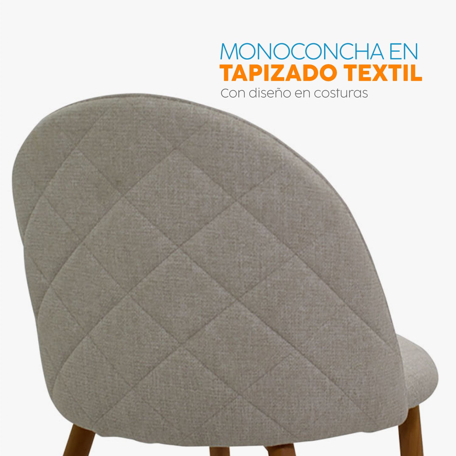 SILLA FIJA DE DISEÑO ALI TELA BEIGE BONNO - 3