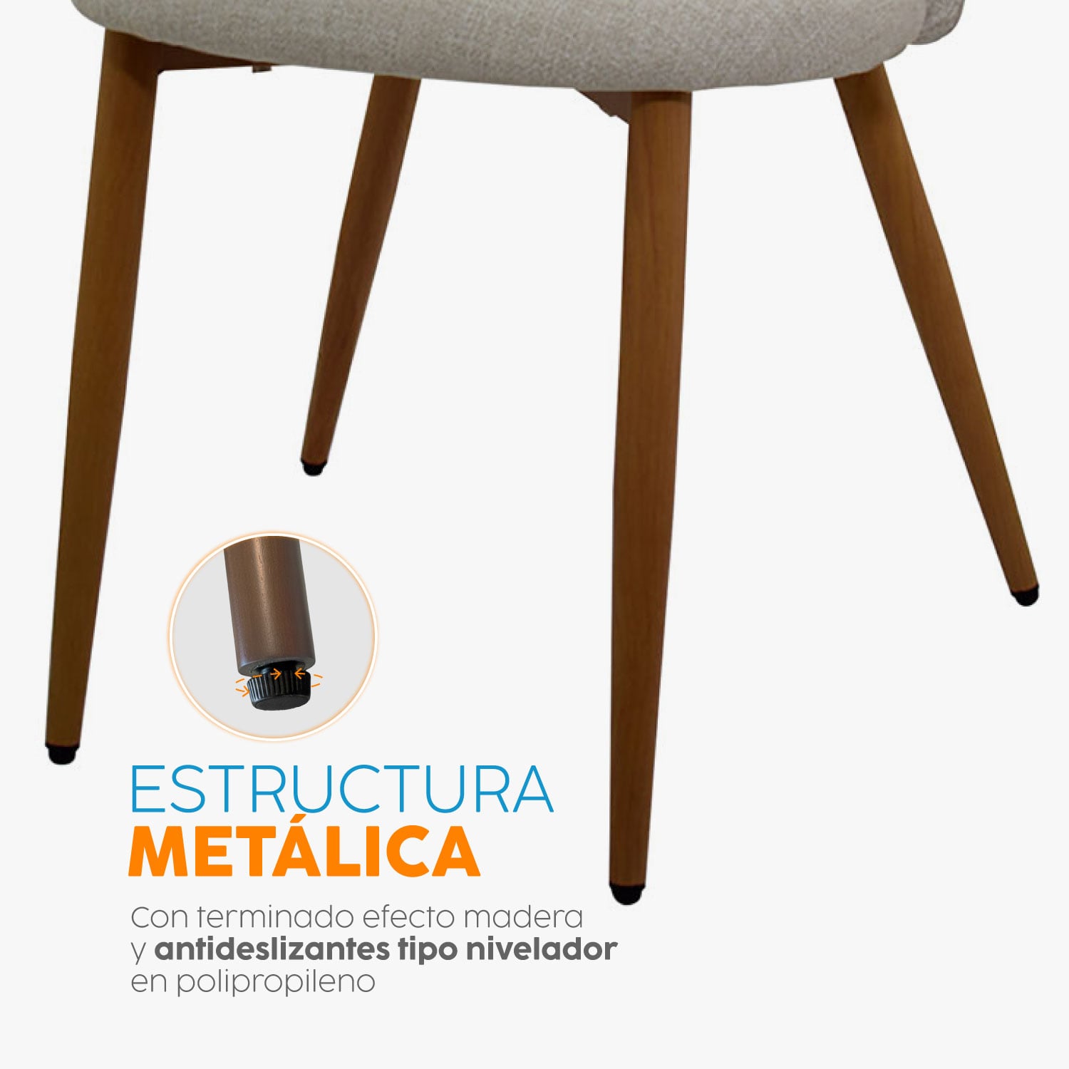 SILLA FIJA DE DISEÑO ALI TELA BEIGE BONNO - 4