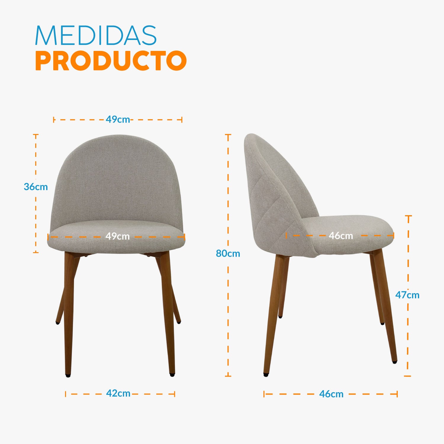 SILLA FIJA DE DISEÑO ALI TELA BEIGE BONNO - 5
