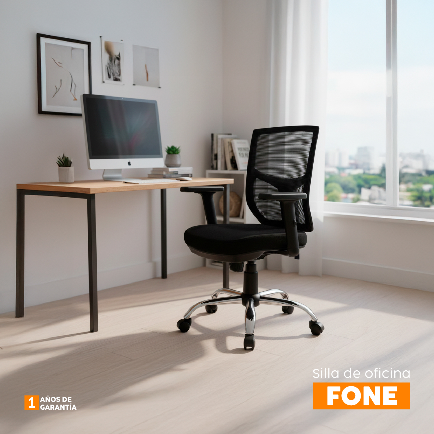 SILLA ESCRITORIO ECO FONE NEGRO BONNO - 6