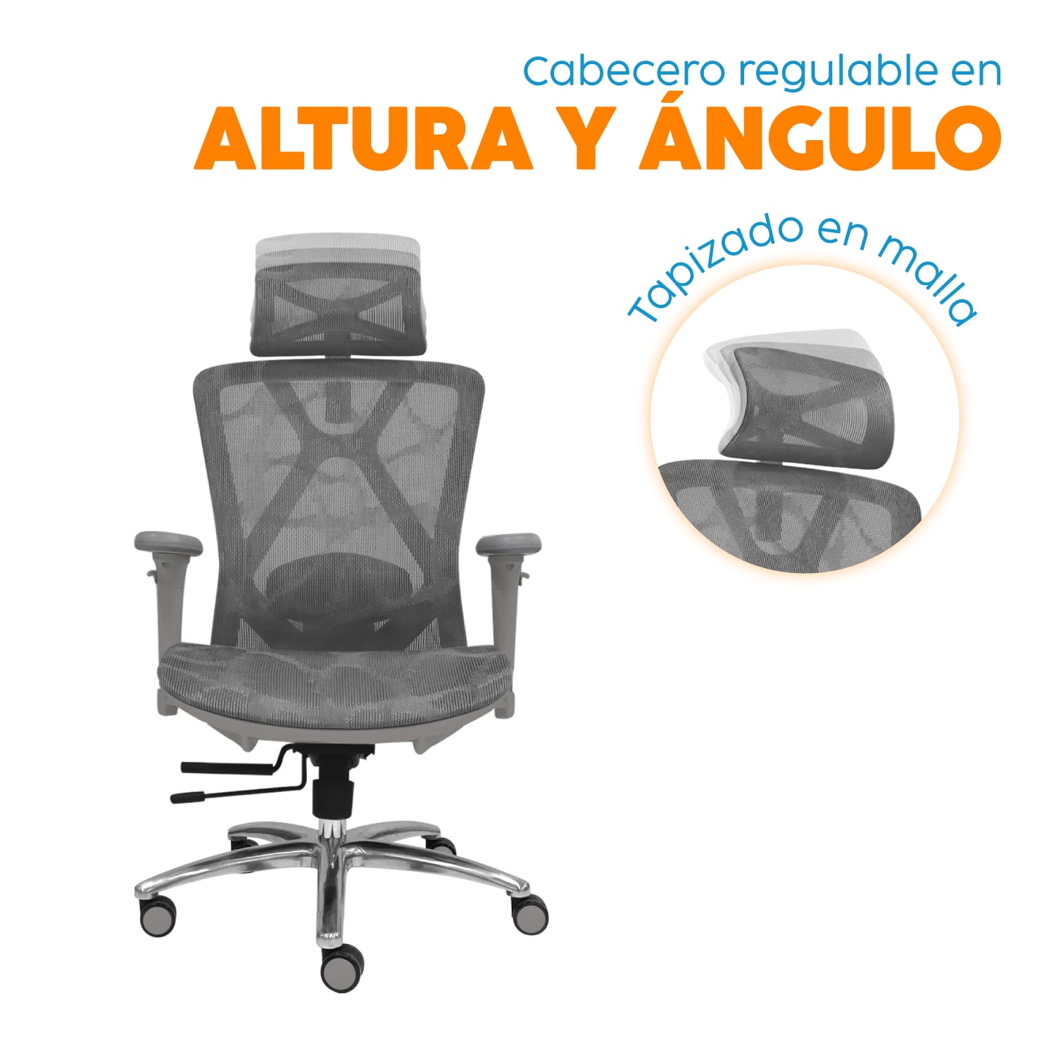 SILLA DE ESCRITORIO CON CABECERO LEVI PLUS II GRIS BONNO - 2