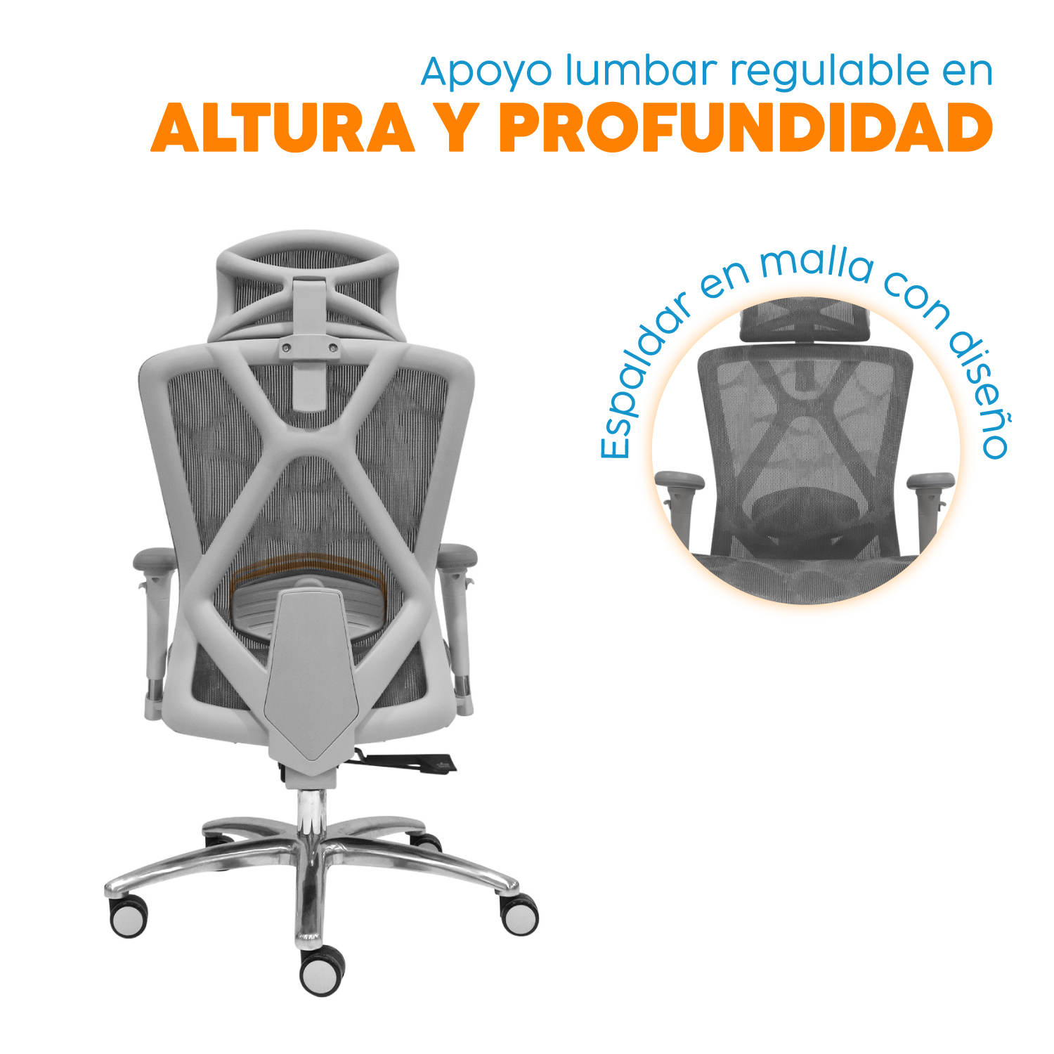 SILLA DE ESCRITORIO CON CABECERO LEVI PLUS II GRIS BONNO - 3