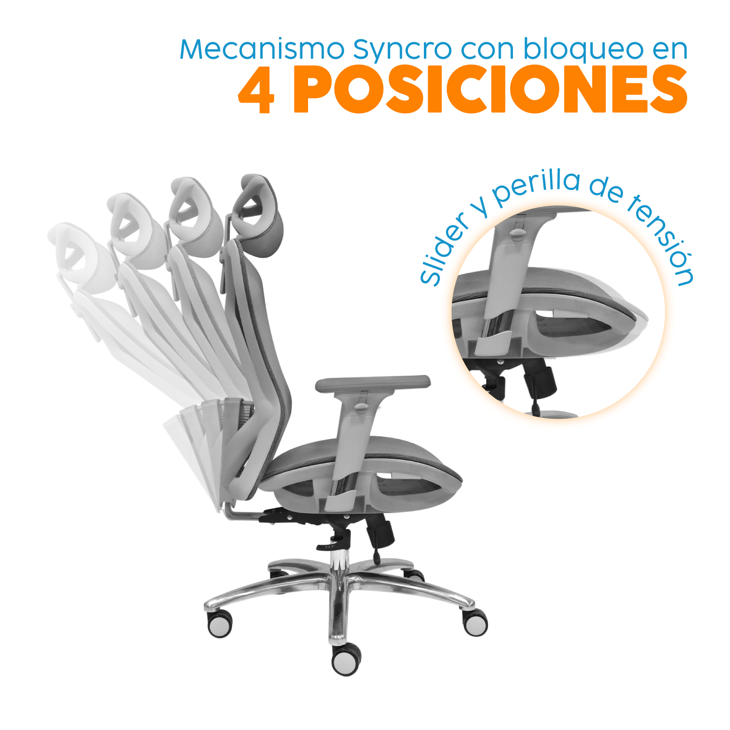 SILLA DE ESCRITORIO CON CABECERO LEVI PLUS II GRIS BONNO - 4