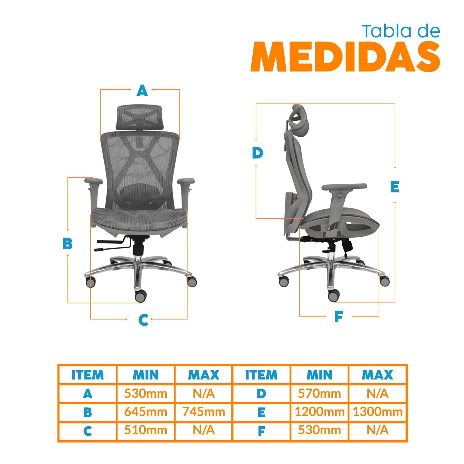 SILLA DE ESCRITORIO CON CABECERO LEVI PLUS II GRIS BONNO - 5