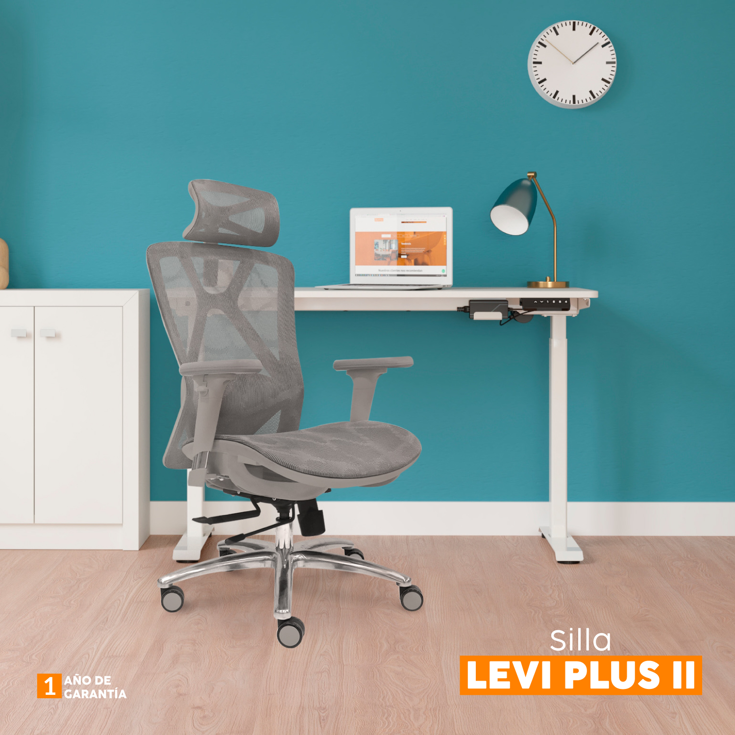 SILLA DE ESCRITORIO CON CABECERO LEVI PLUS II GRIS BONNO - 6