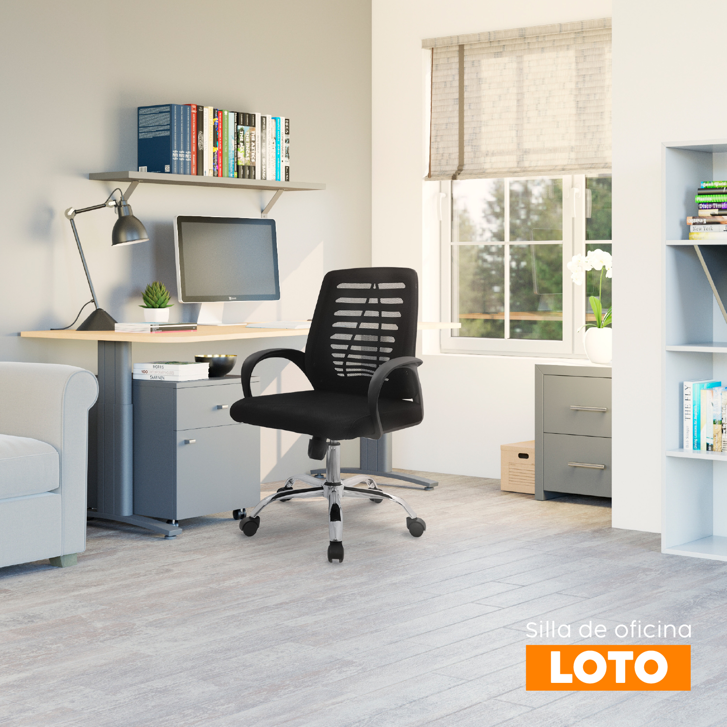 SILLA DE ESCRITORIO LOTO NEGRO BONNO - 5