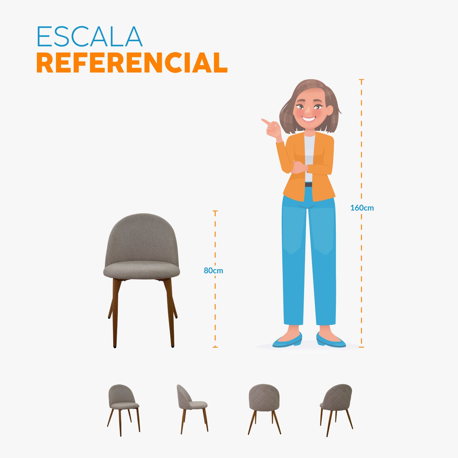 SILLA FIJA DE DISEÑO ALI TELA ARENA BONNO - 6