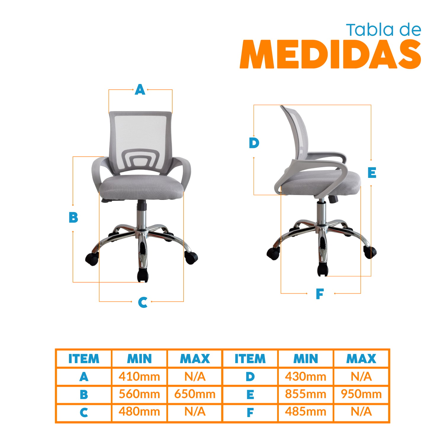 SILLA DE ESCRITORIO ATLANTIS GRIS BONNO - 4