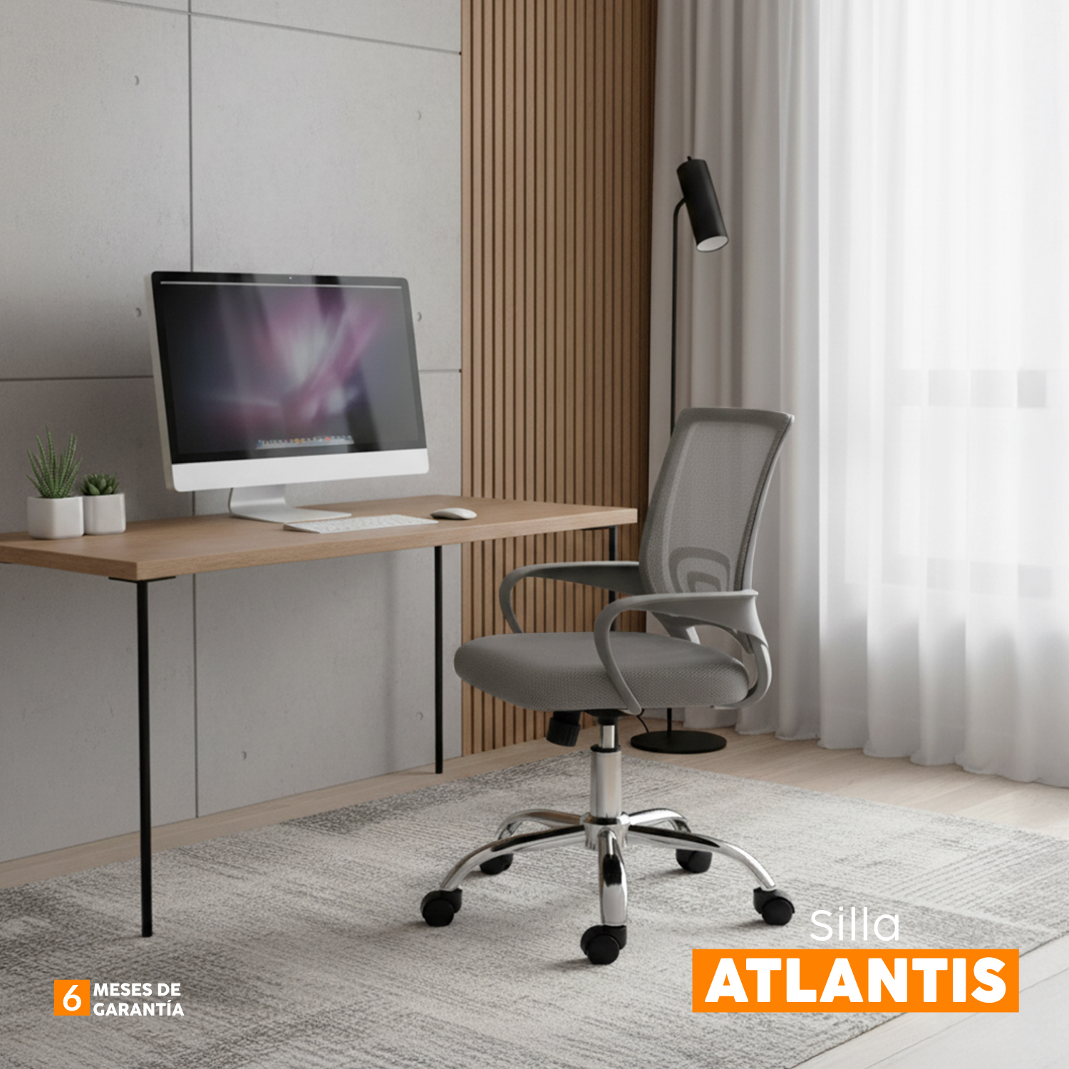 SILLA DE ESCRITORIO ATLANTIS GRIS BONNO - 5