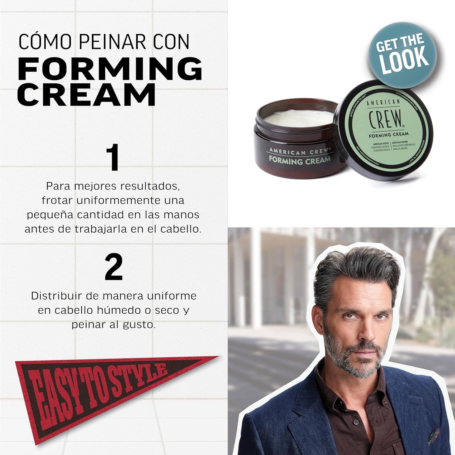AMERICAN CREW FORMING CREAM X 85 GR - CERA DE FIJACIÓN MEDIA Y BRILLO MEDIO - 3