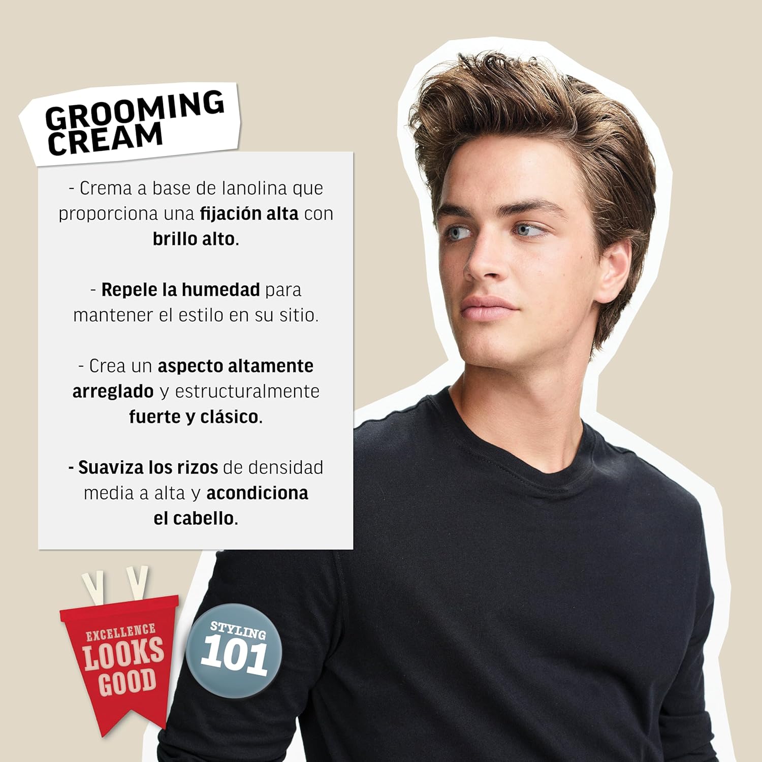 AMERICAN CREW  GROOMING CREAM X 85 GR - CERA DE FIJACIÓN FUERTE BRILLO INTENSO - 4